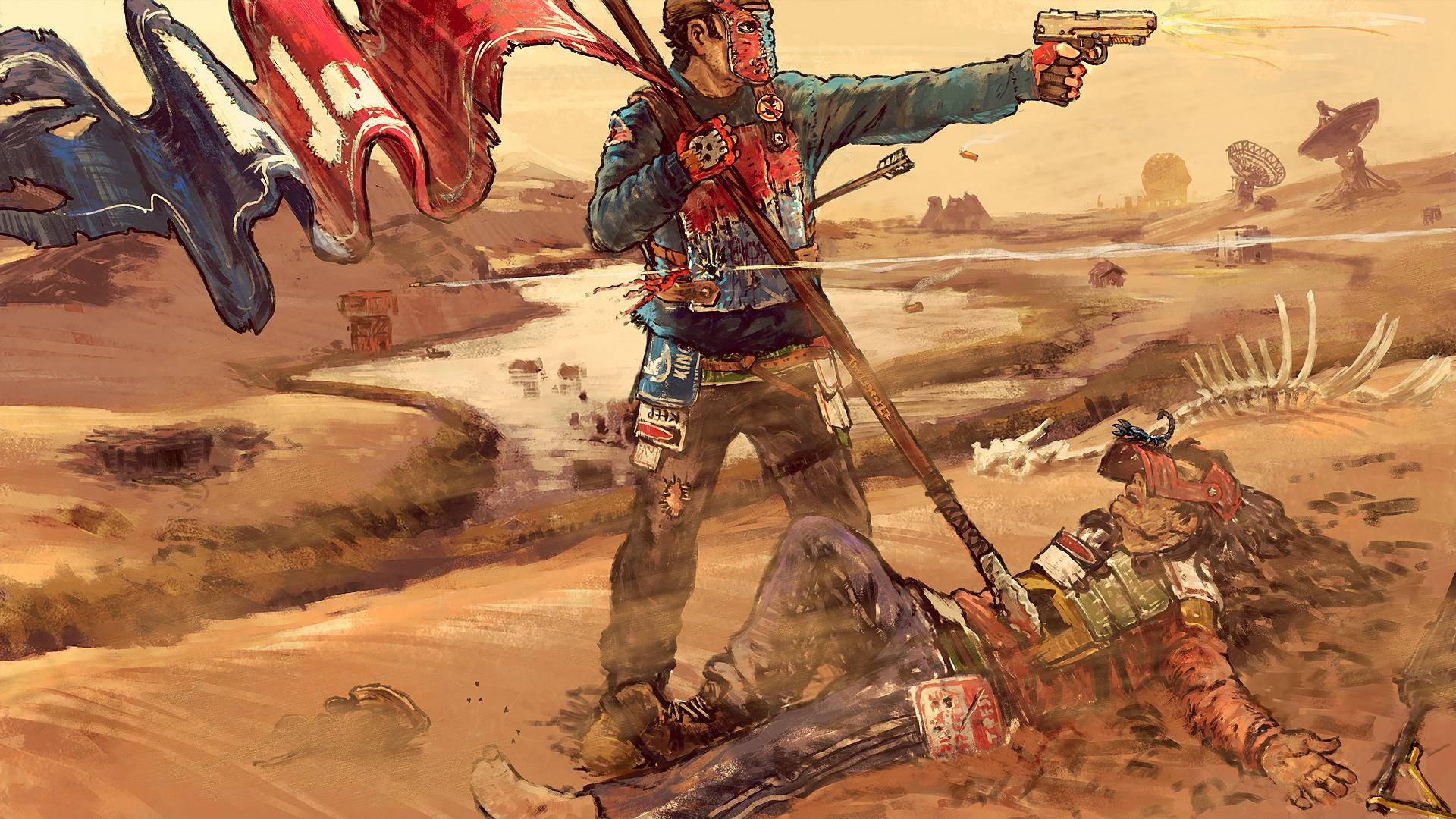 Rust Game, desert wasteland, bloodied warrior, Full HD Desktop Wallpaper