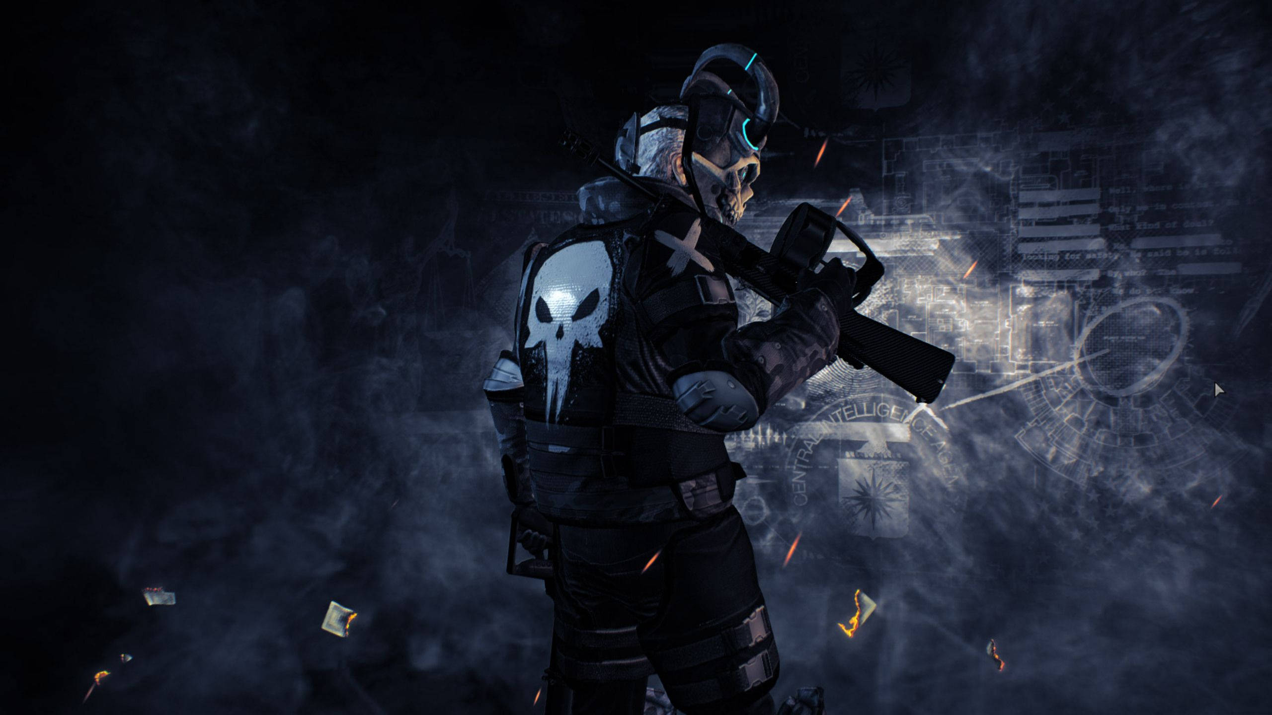 Rust Soldier, skull emblem, rifle, 2K Desktop Wallpaper
