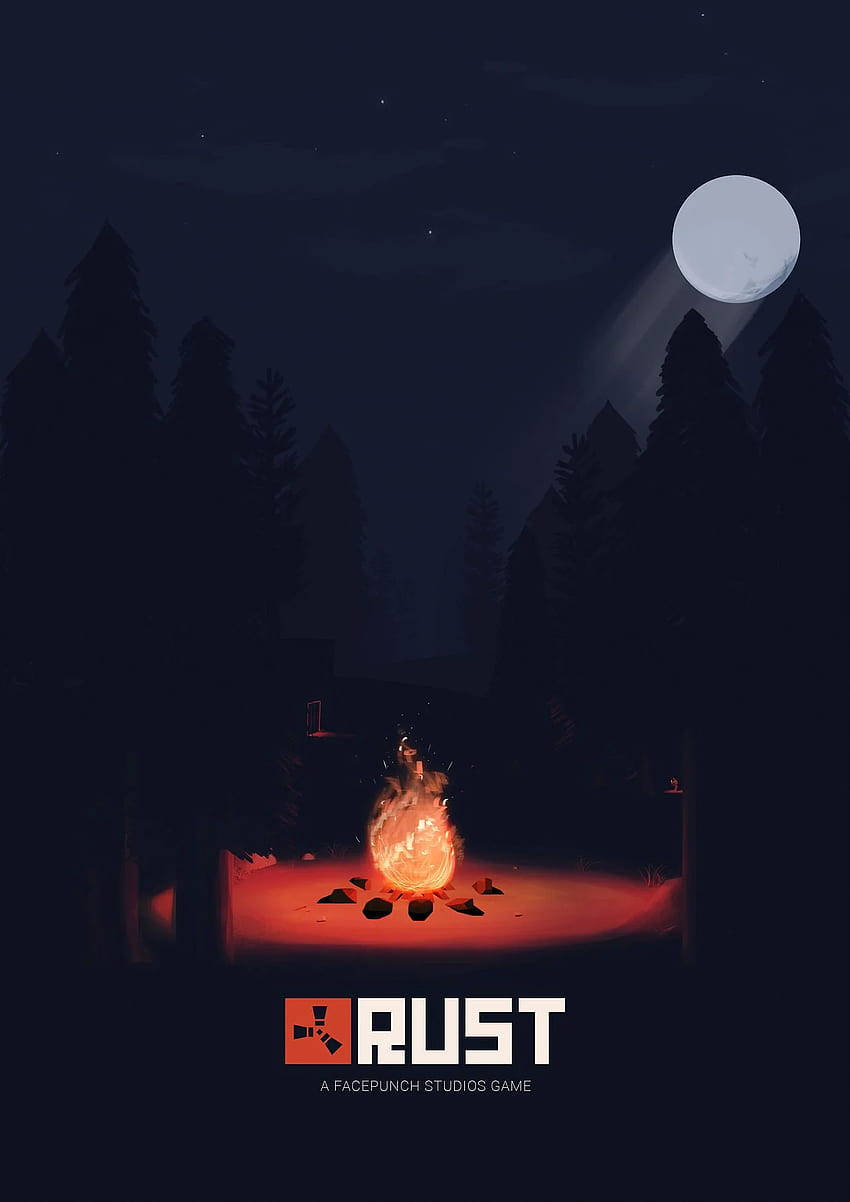Rust, campfire, snowy forest floor, SD Phone Wallpaper