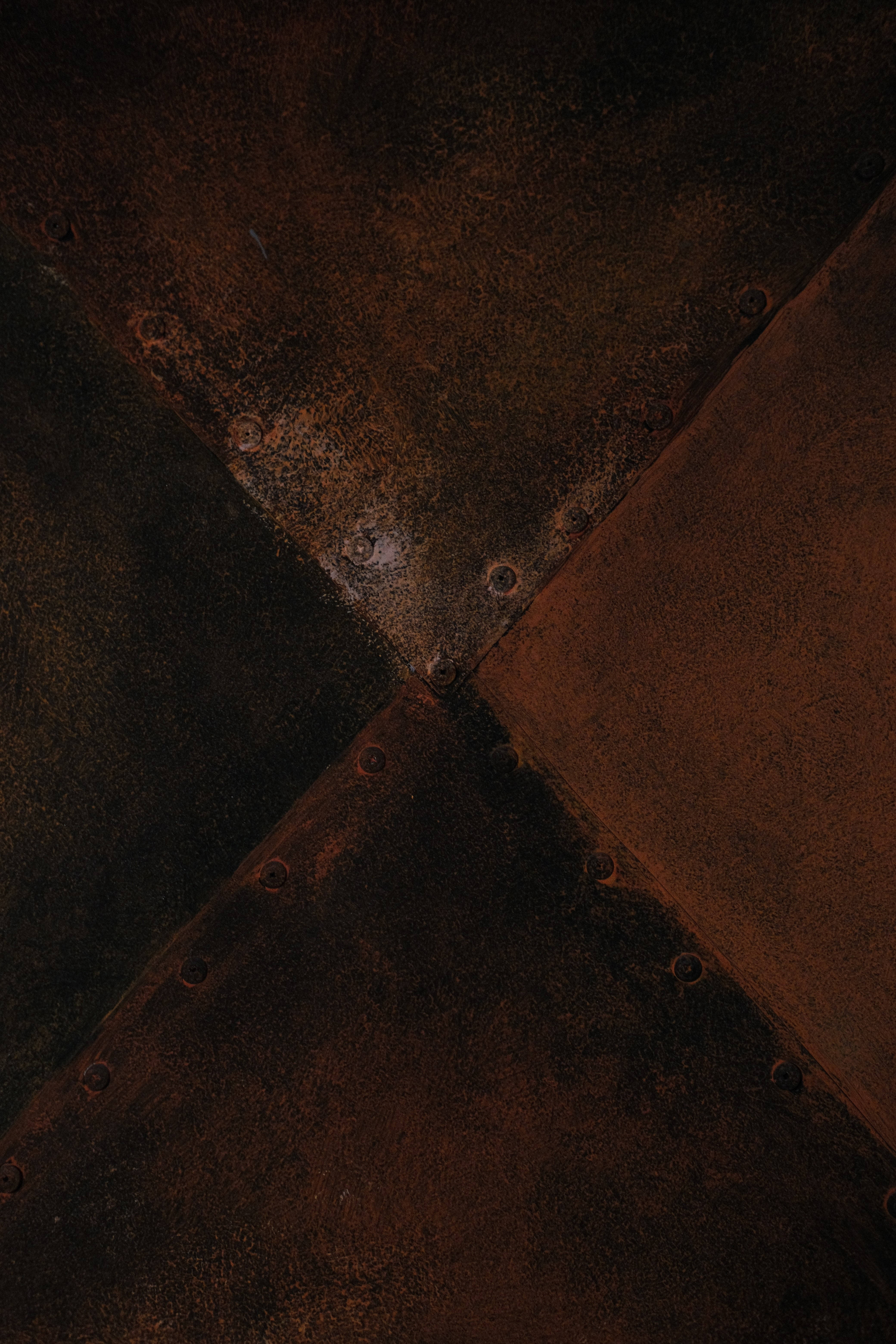 rusty metal plates, rivets, geometric pattern, 5K Phone Wallpaper