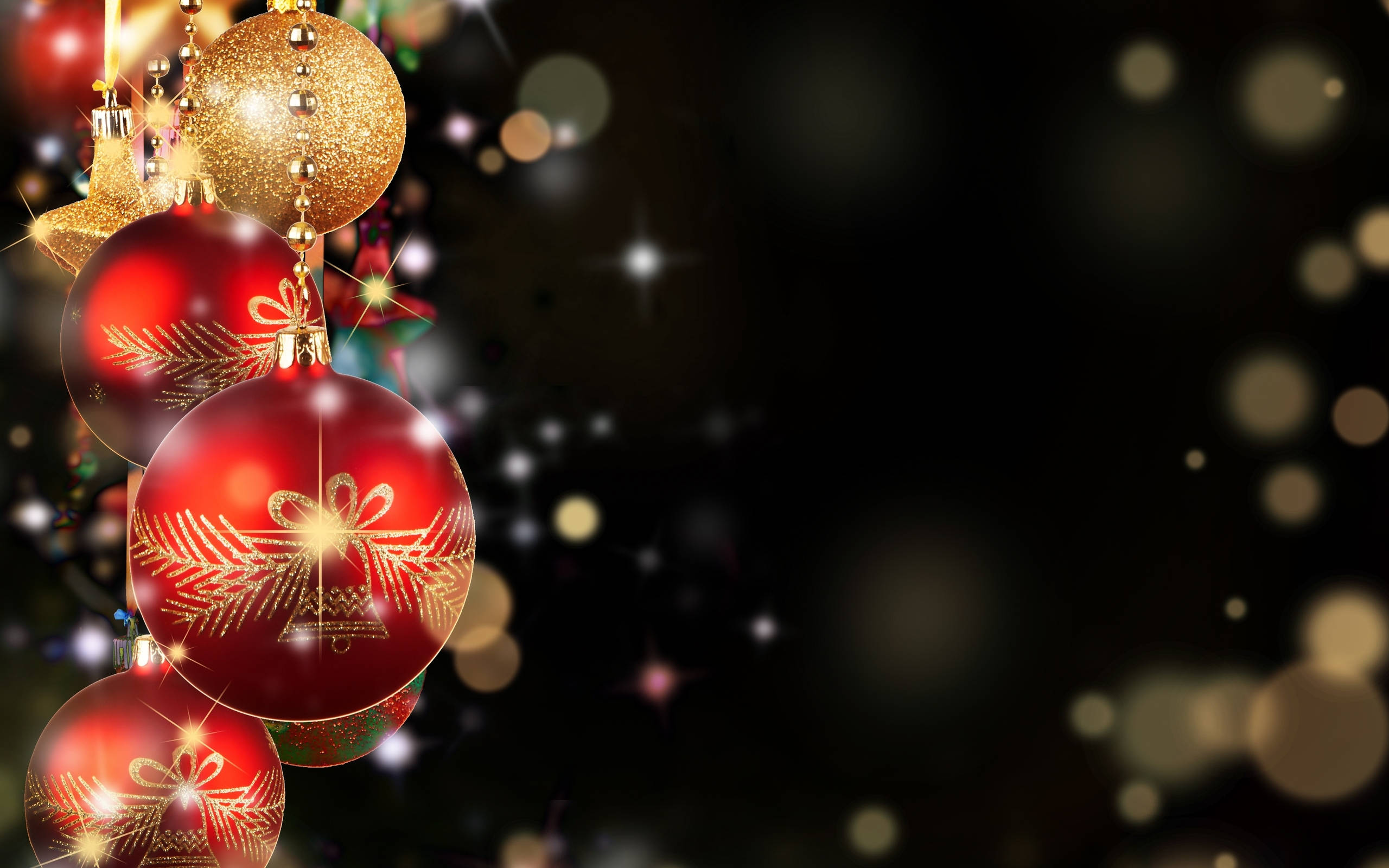 Black Christmas, red, gold, 2K Desktop Wallpaper