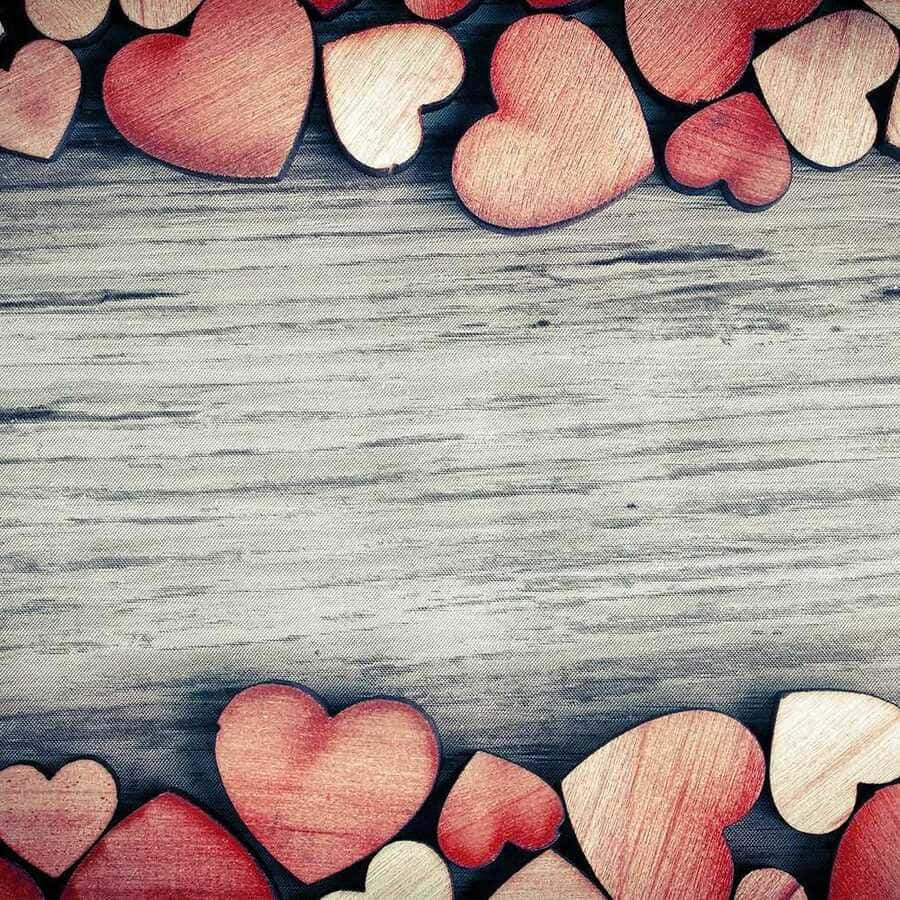 rustic valentine day, red hearts, wooden background, SD Desktop Wallpaper