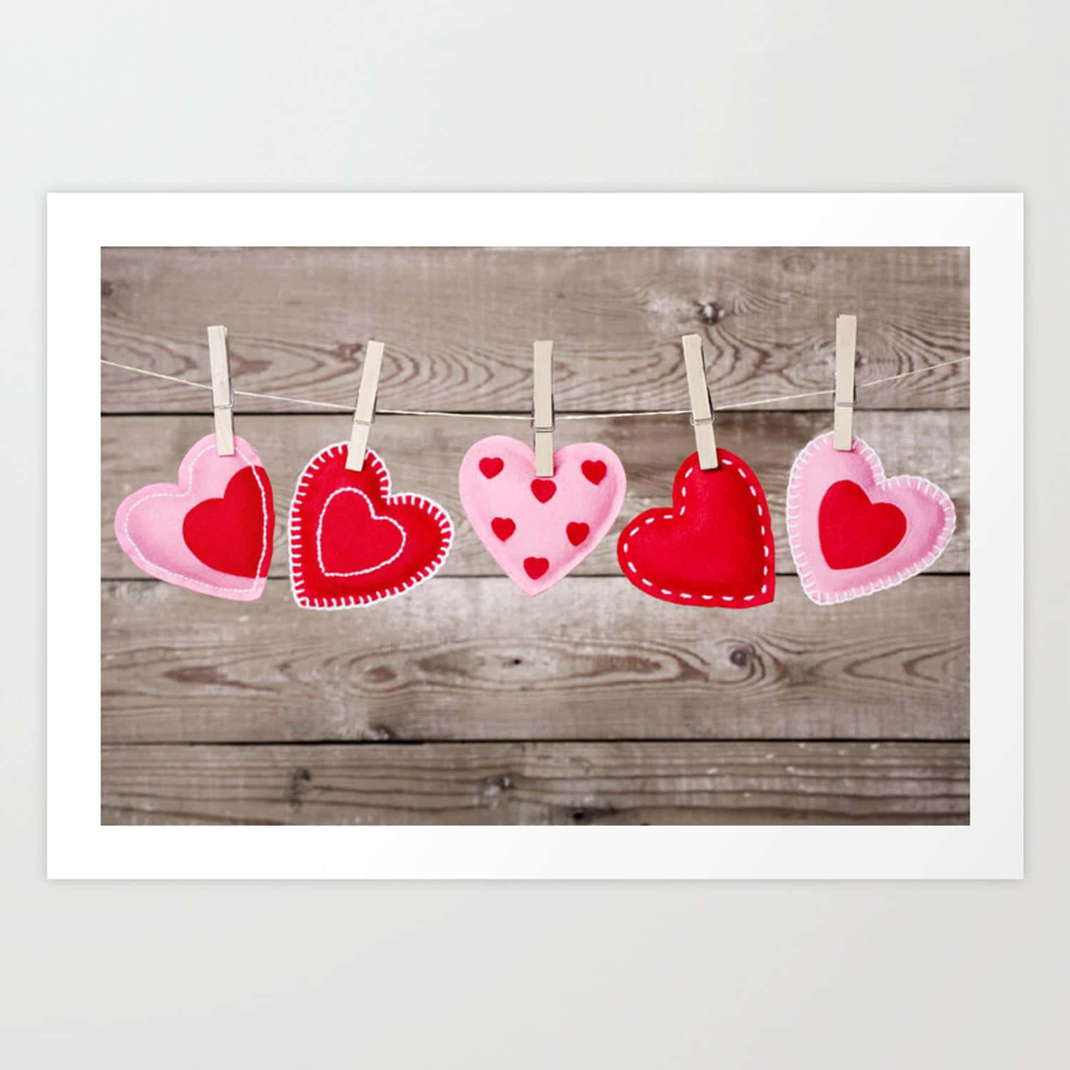 Rustic Valentine Day, felt hearts, red, HD Desktop Wallpaper