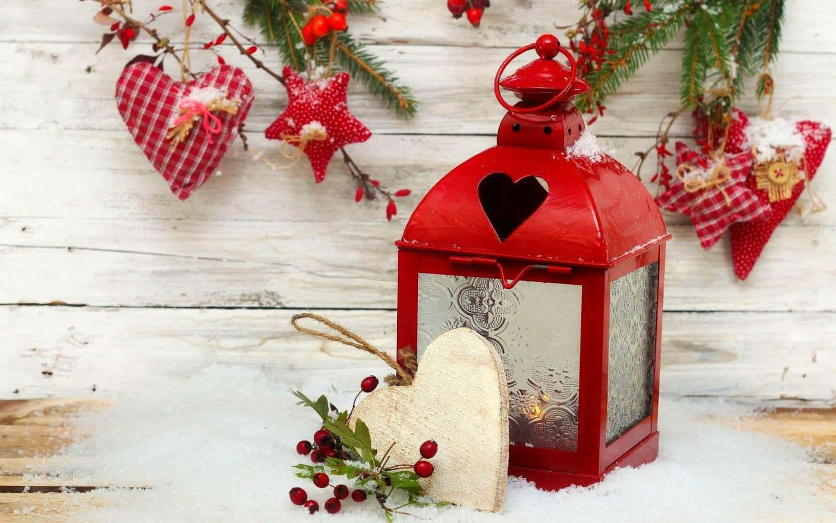 rustic valentine day, red lantern, heart cutout, HD Desktop Wallpaper