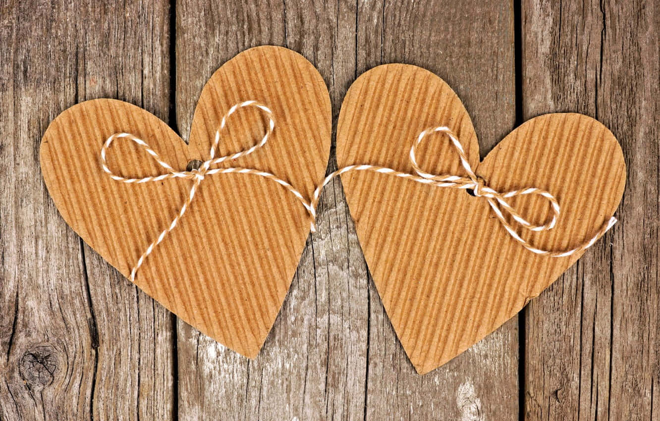 Rustic Valentine Day, cardboard hearts, twine, HD Desktop Wallpaper
