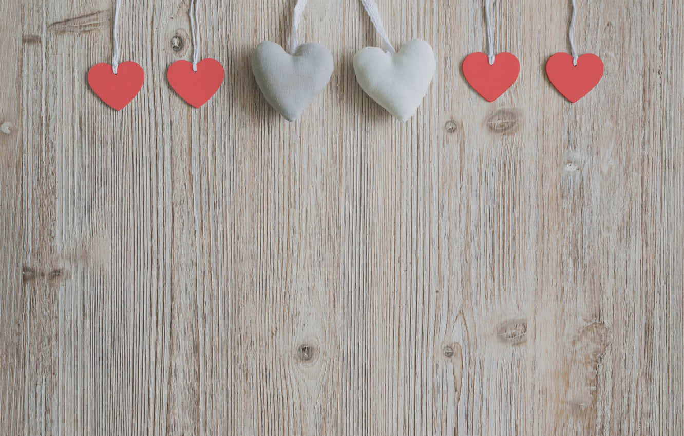 Rustic Valentine Day, heart-shaped ornaments, red and gray, HD Desktop Wallpaper