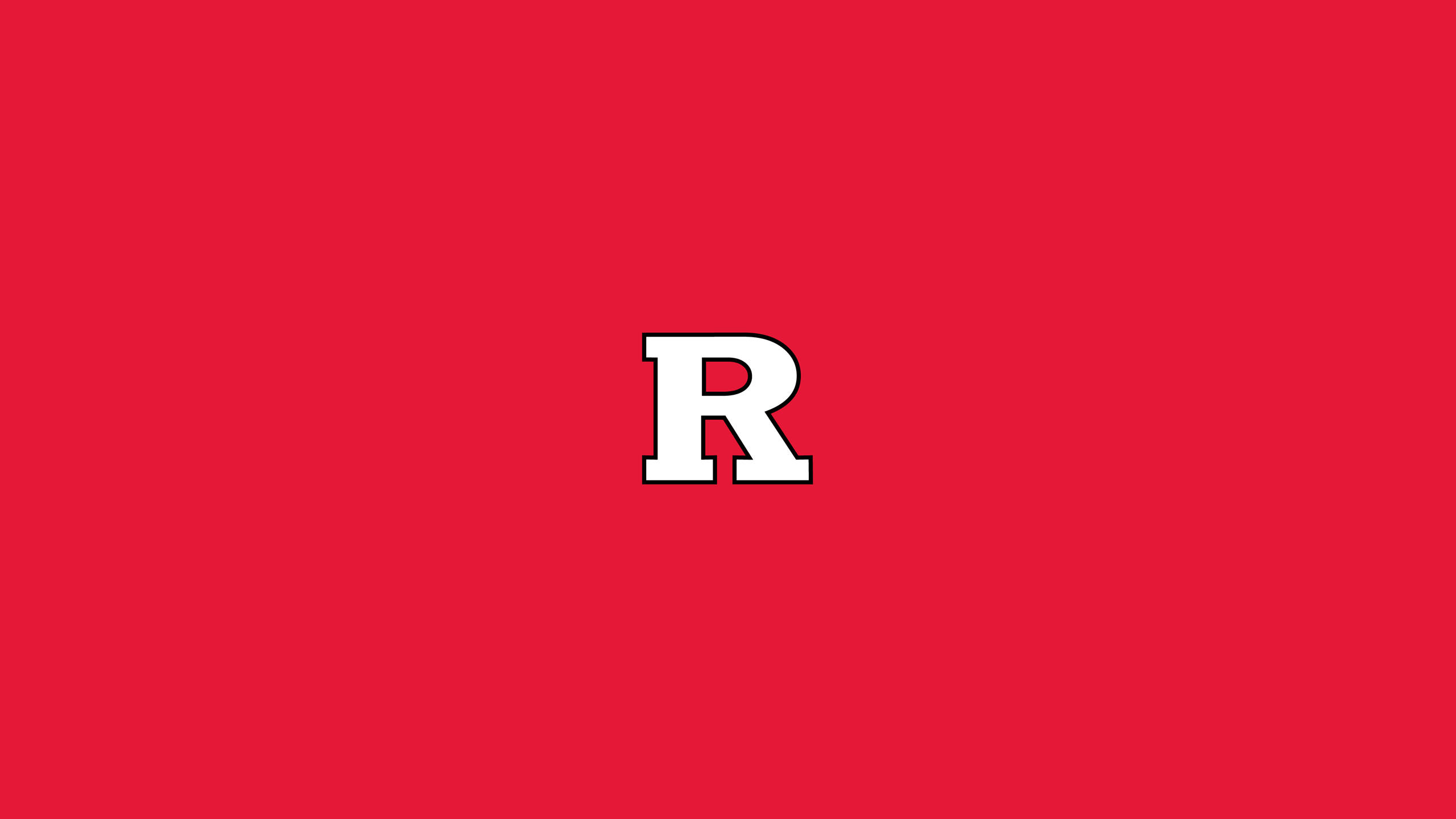 Rutgers, white letter R, solid red background, 2K Desktop Wallpaper