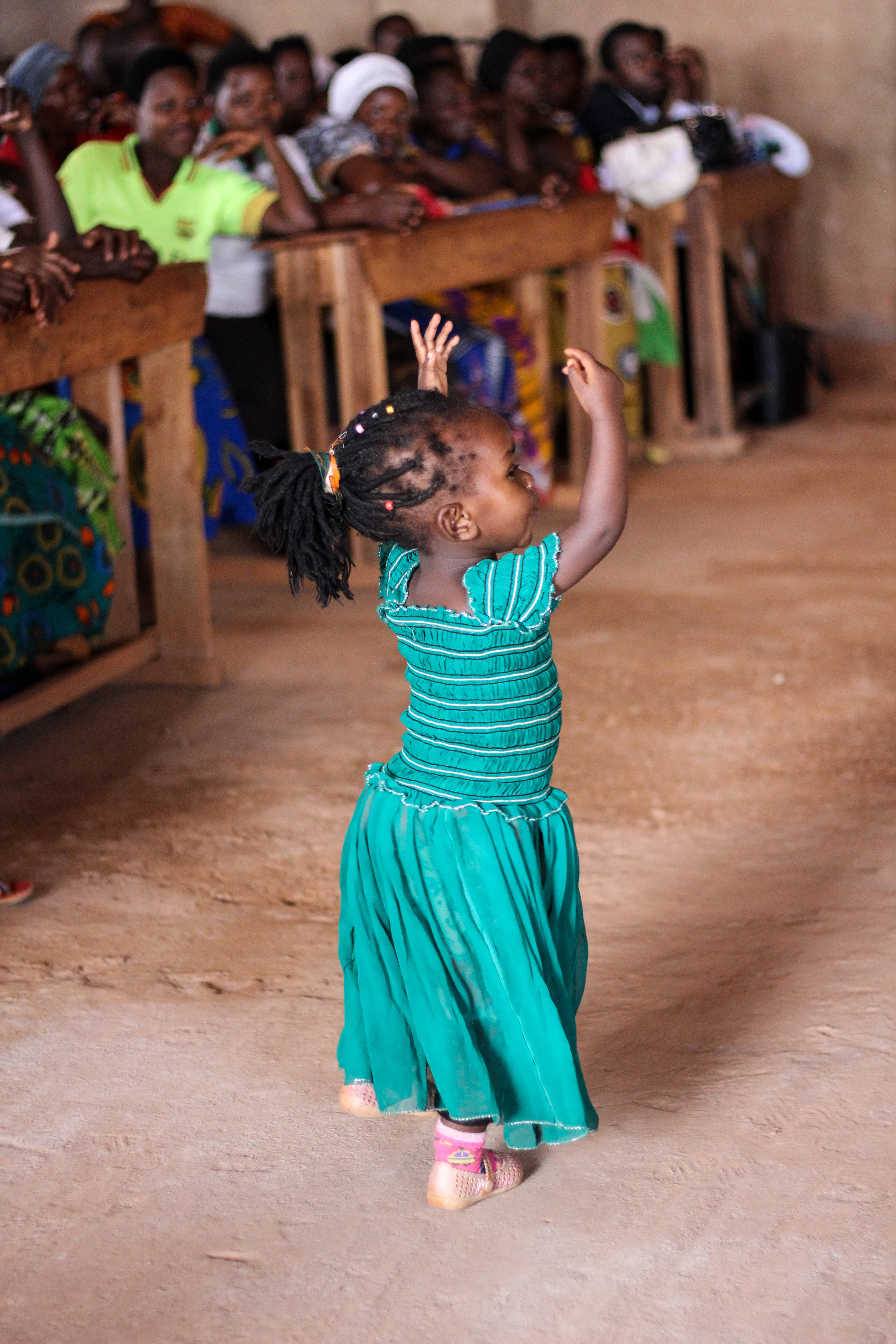 Rwanda, teal dress, rustic wooden hall, 5K Phone Wallpaper