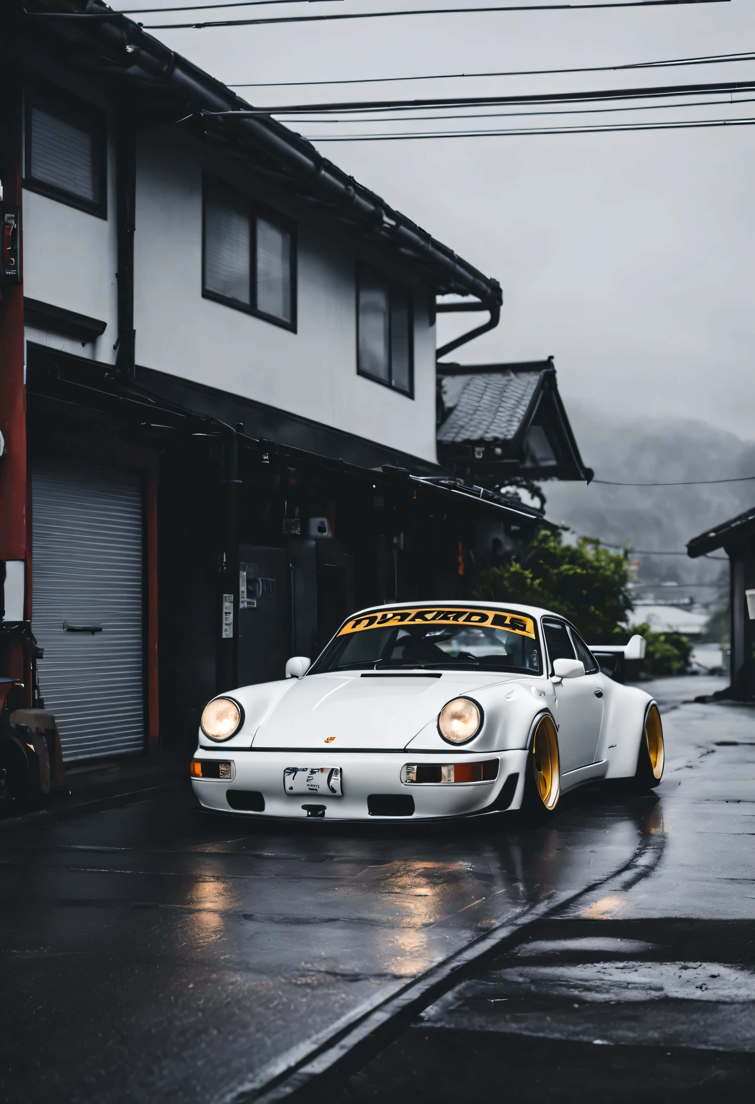 RWB Porsche, Porsche 911, gold wheels, 2K Phone Wallpaper