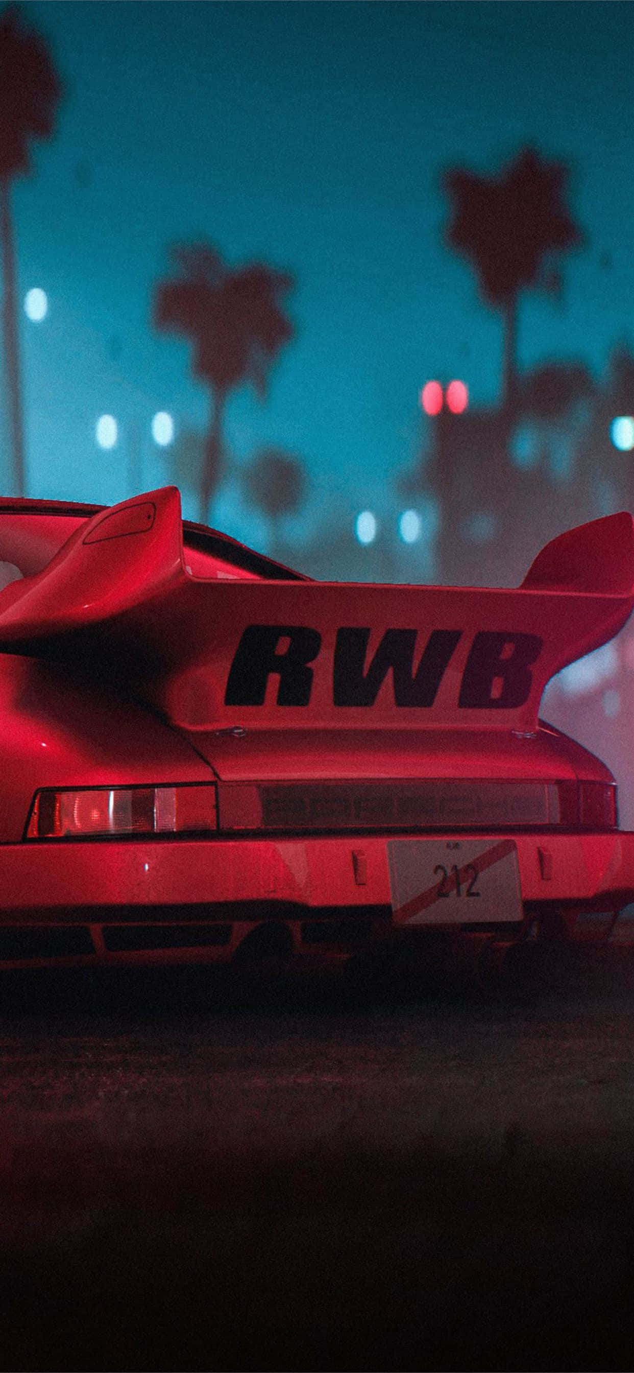 RWB Porsche, neon lights, blue night sky, 2K Phone Wallpaper
