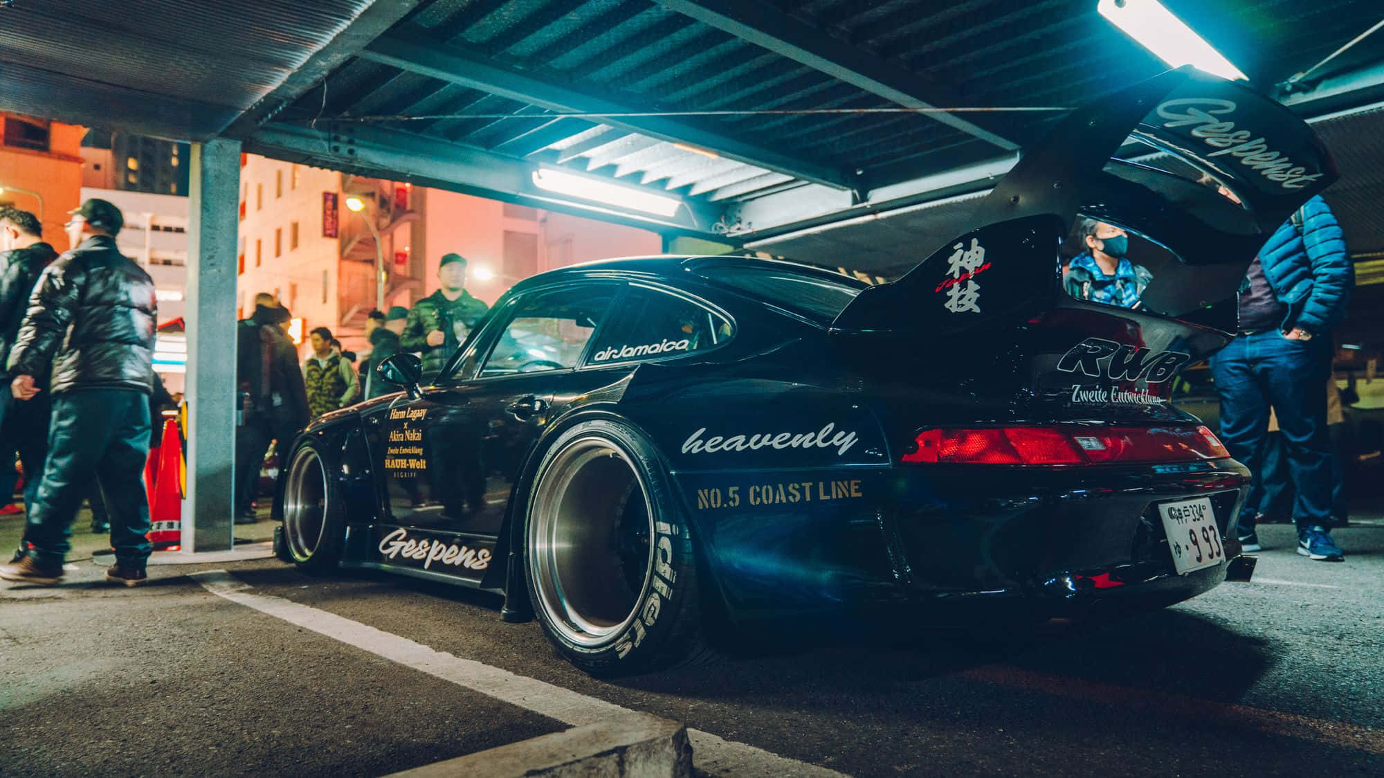 RWB Porsche, Porsche 911, night meet, Full HD Desktop Wallpaper