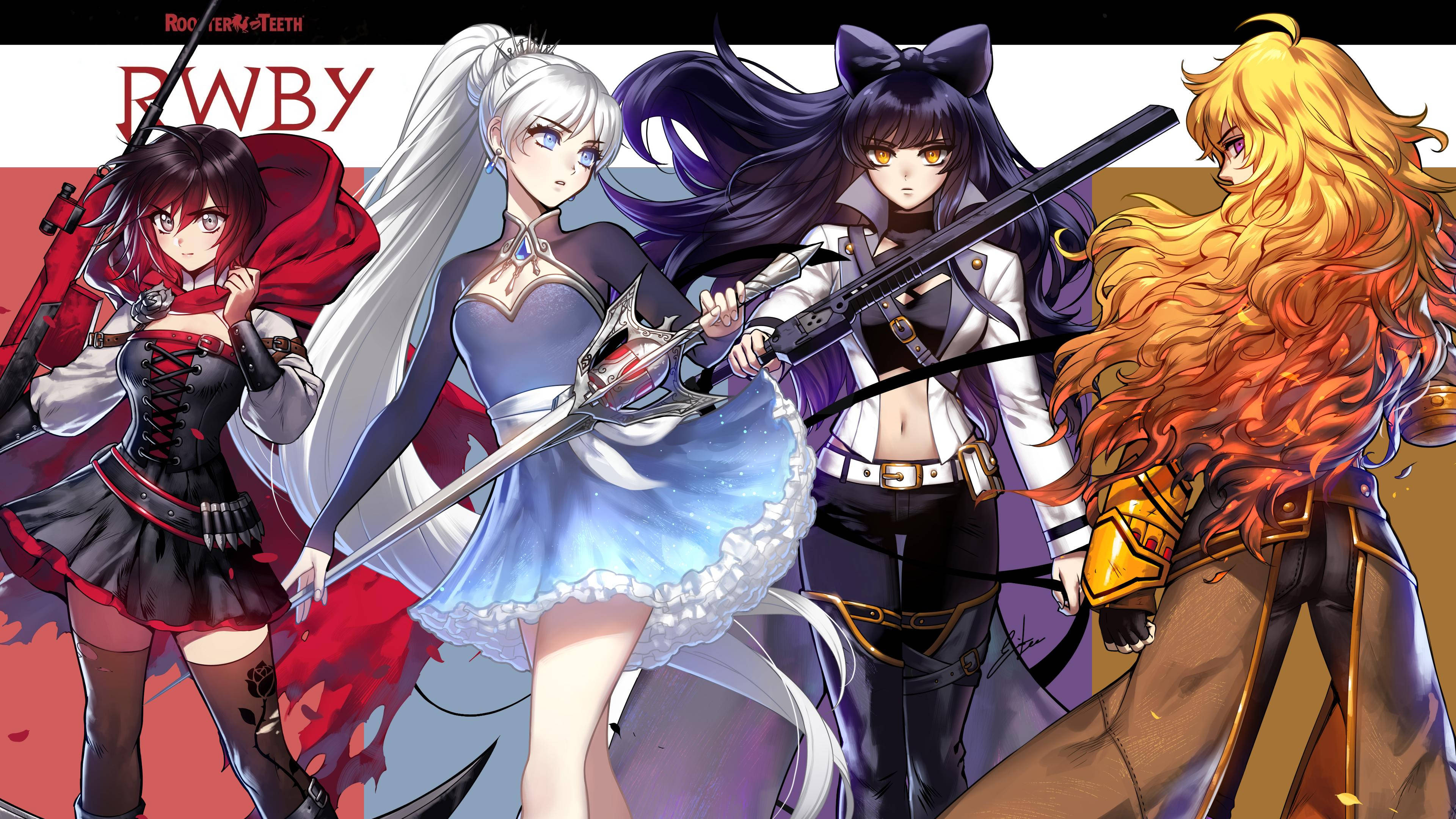 RWBY, anime, four anime girls, 4K Desktop Wallpaper