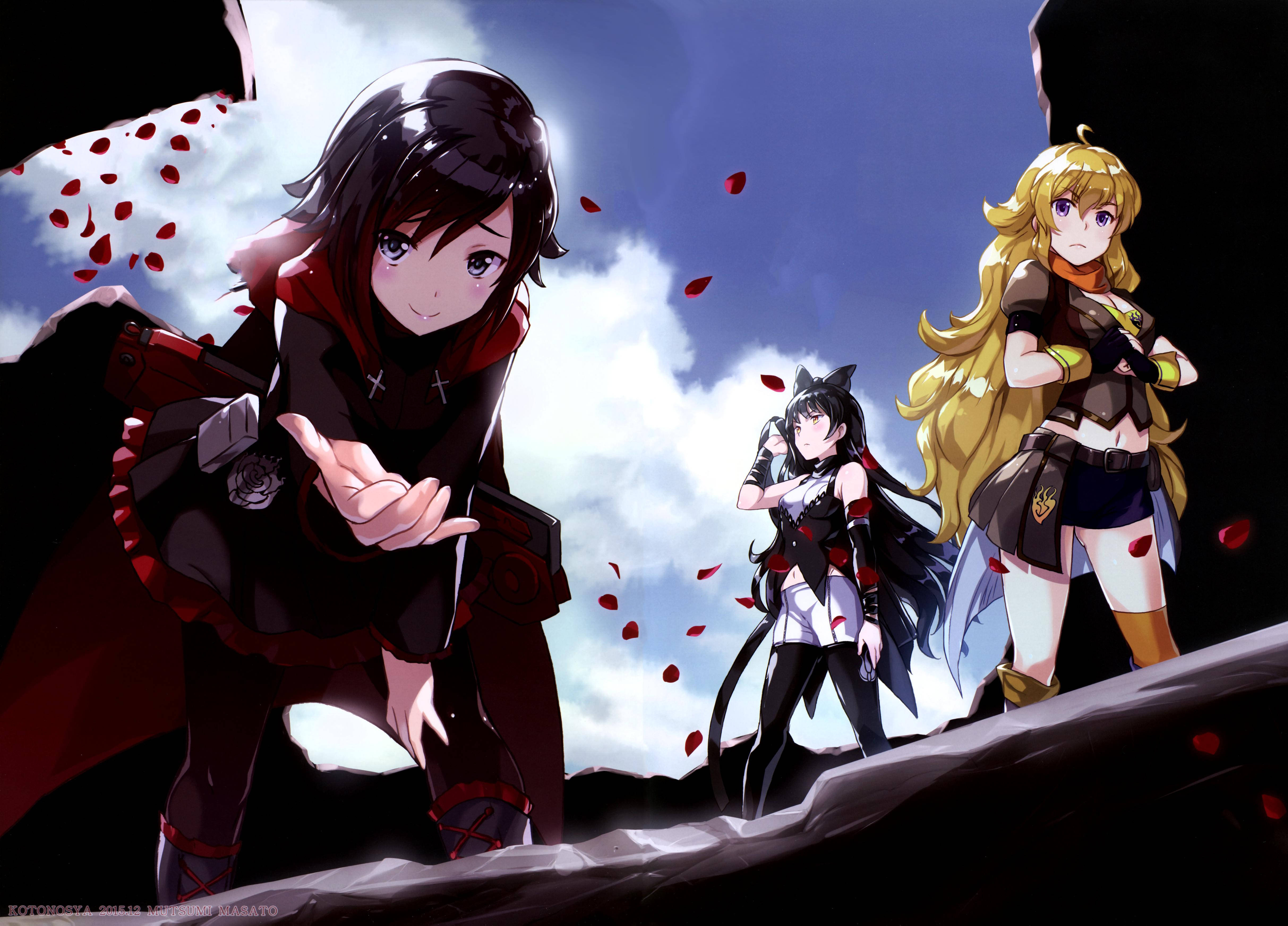 Rwby, anime girls, cliff edge, 4K Desktop Wallpaper