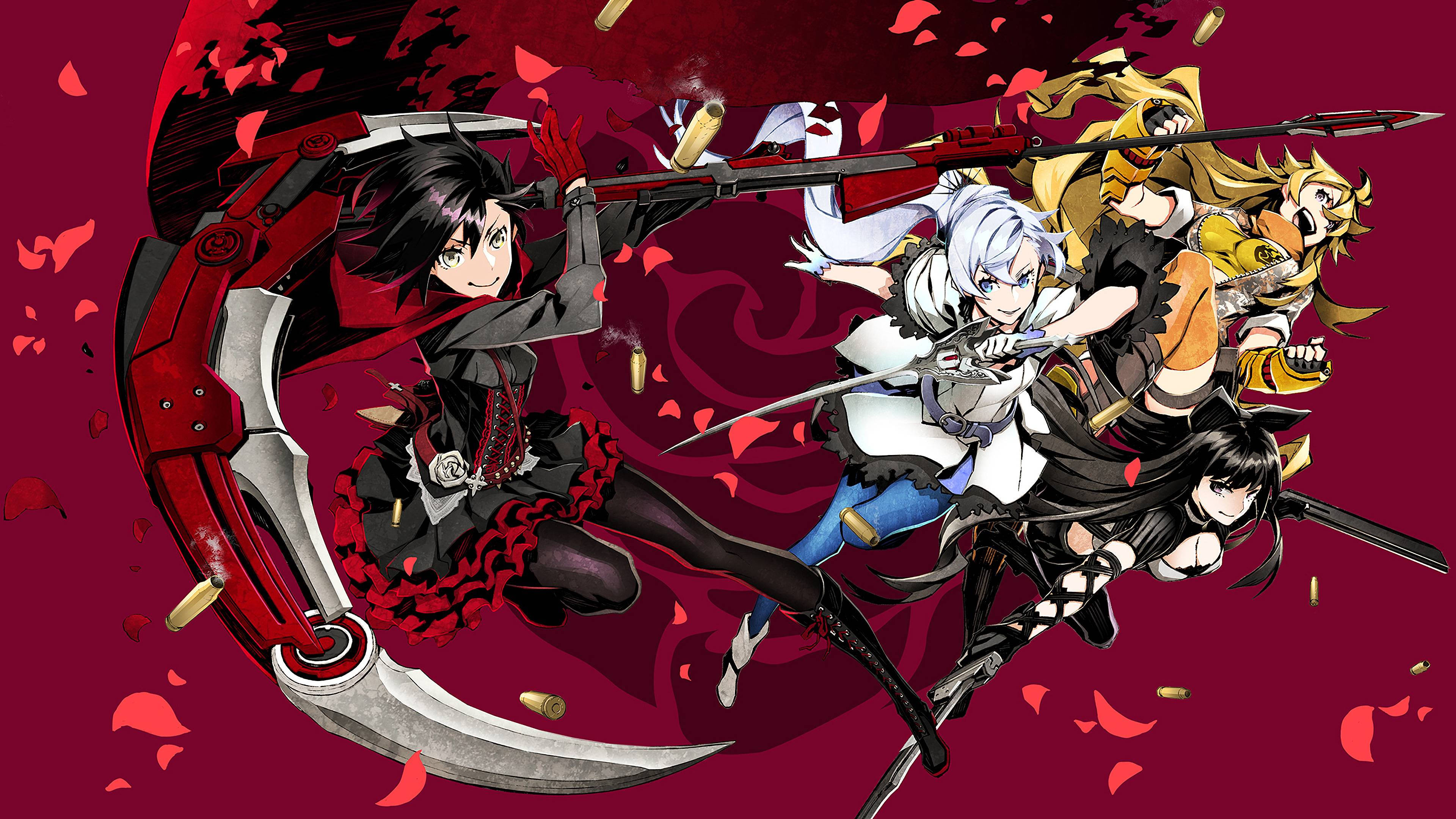 Rwby, anime characters, dynamic combat poses, 4K Desktop Wallpaper
