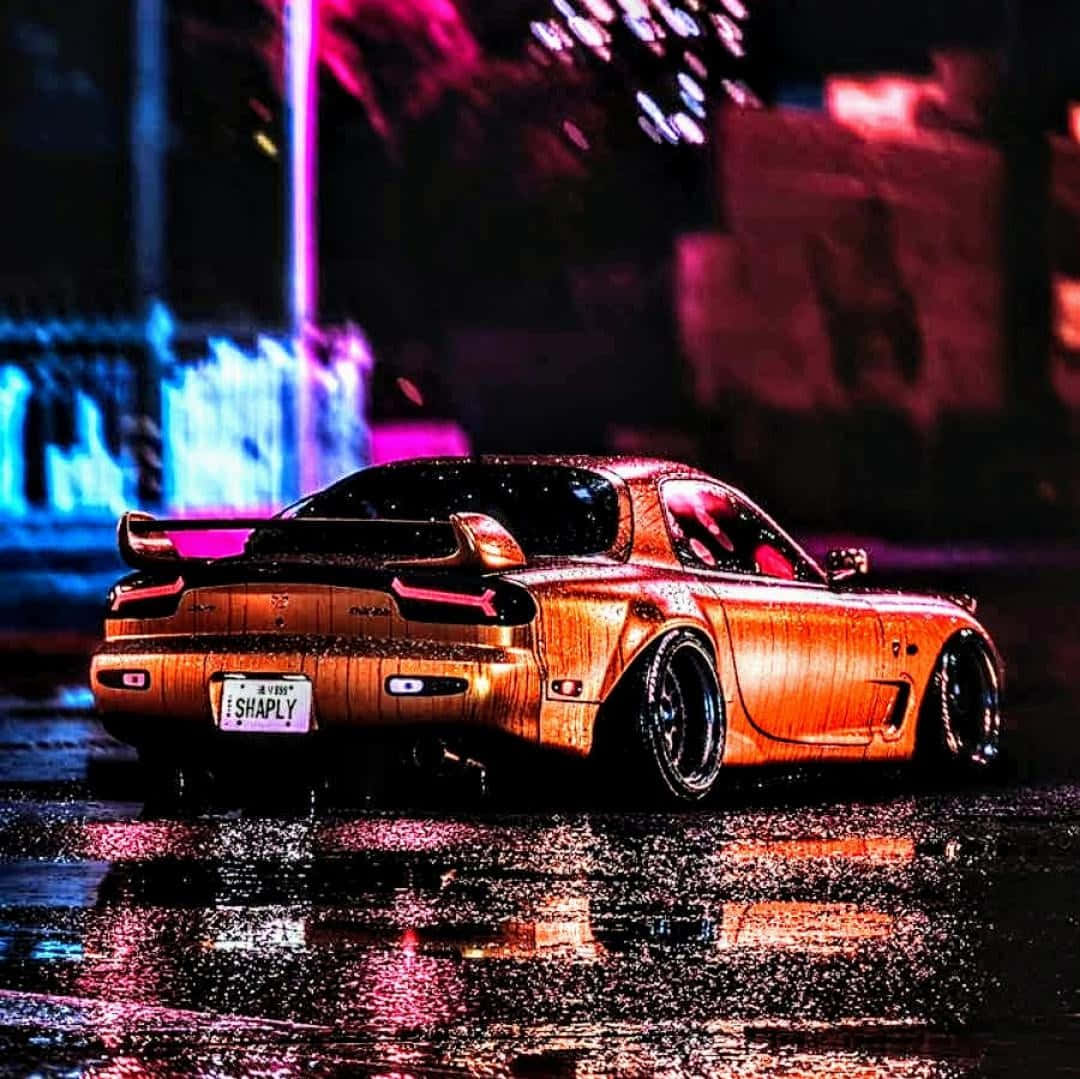Neon Night Rx7 Drift, Rx7, neon lights, SD Desktop Wallpaper