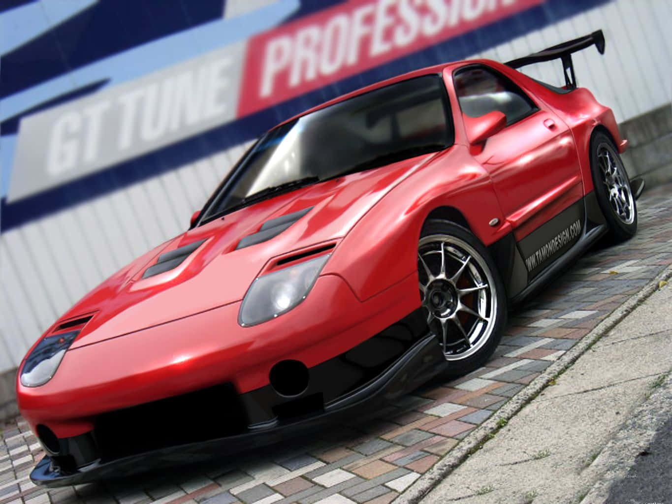 RX7 FC, glossy red, black accents, HD Desktop Wallpaper
