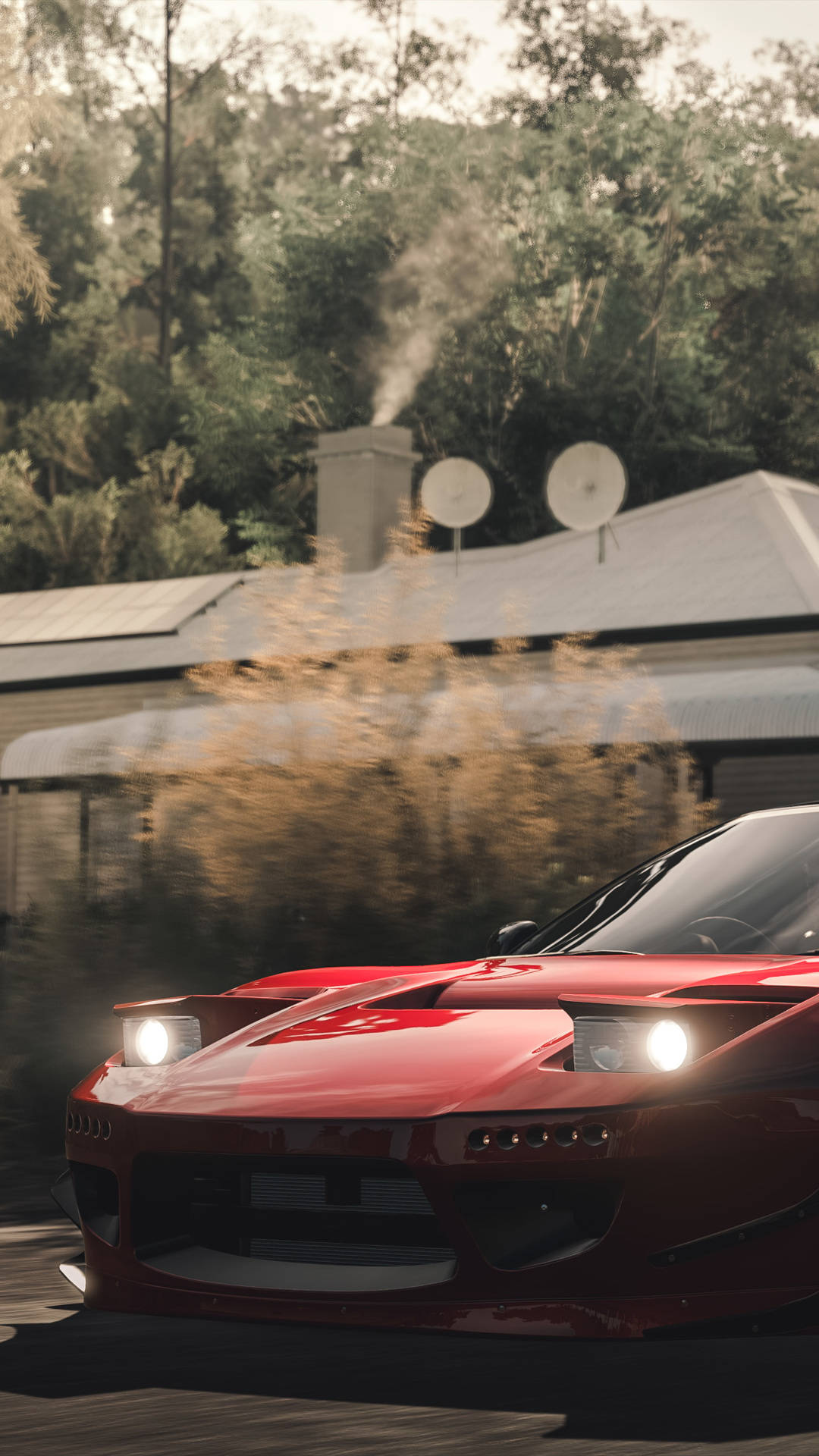 Rx7 iPhone, red sports car, glowing headlights, Full HD Phone Wallpaper