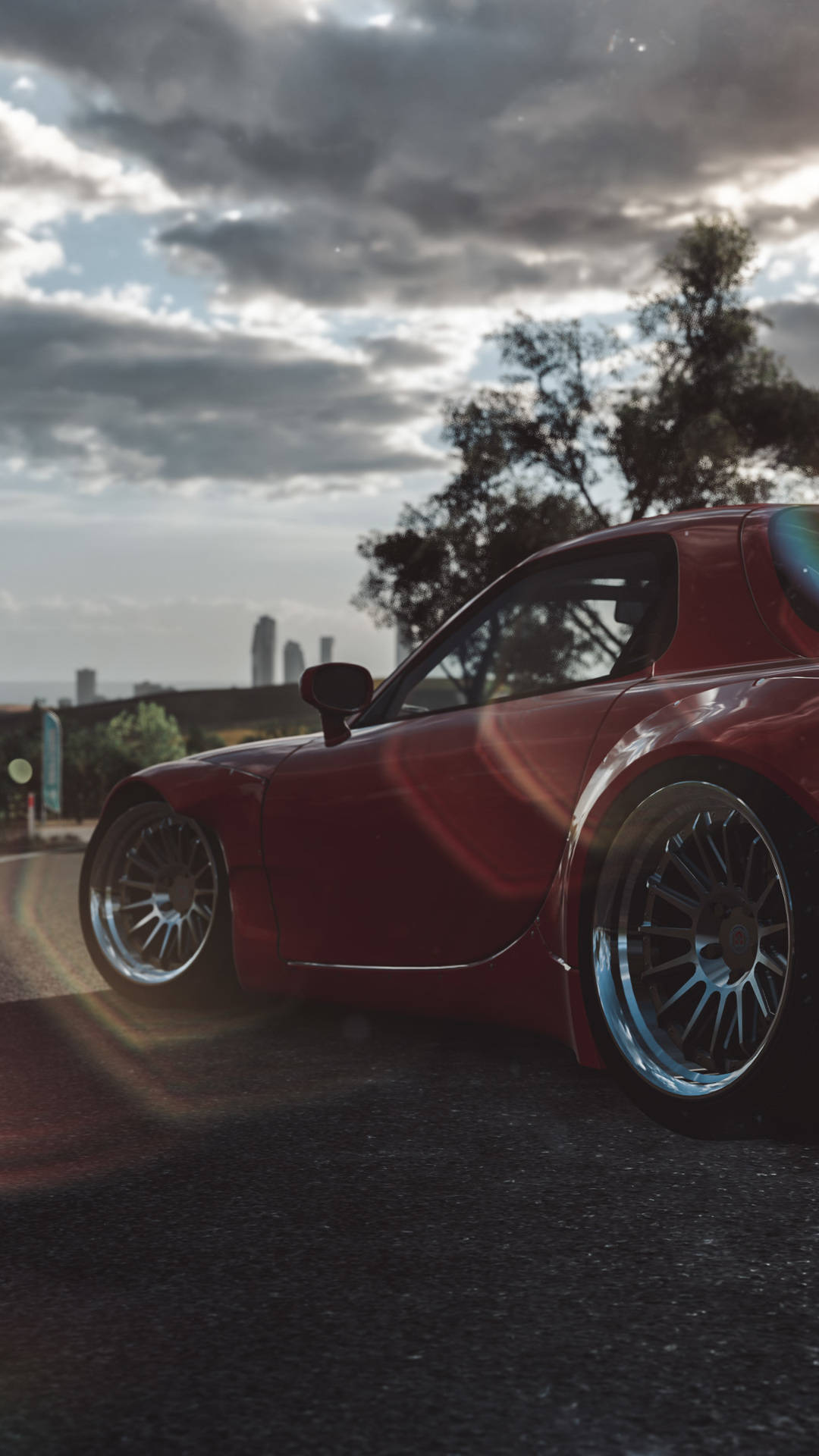 Rx7 iPhone, red sports car, glossy red, Full HD Phone Wallpaper