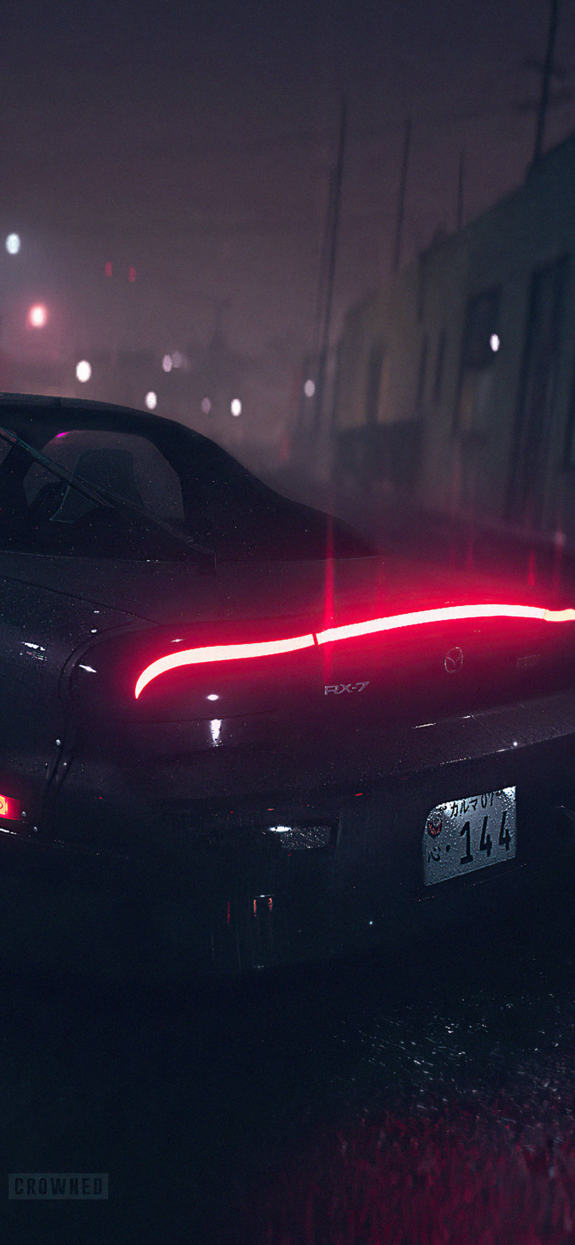 Rx7 iPhone, black sports car, red taillights, Full HD Phone Wallpaper