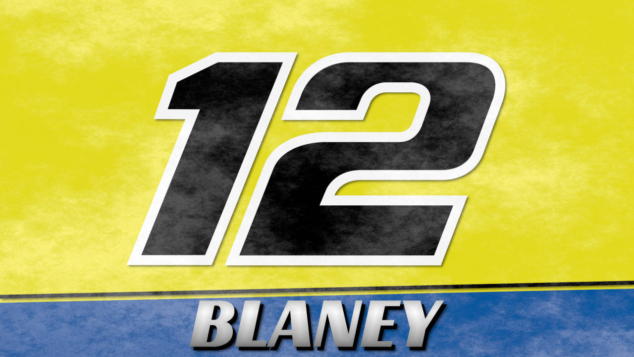 Ryan Blaney, number 12, yellow background, HD Desktop Wallpaper