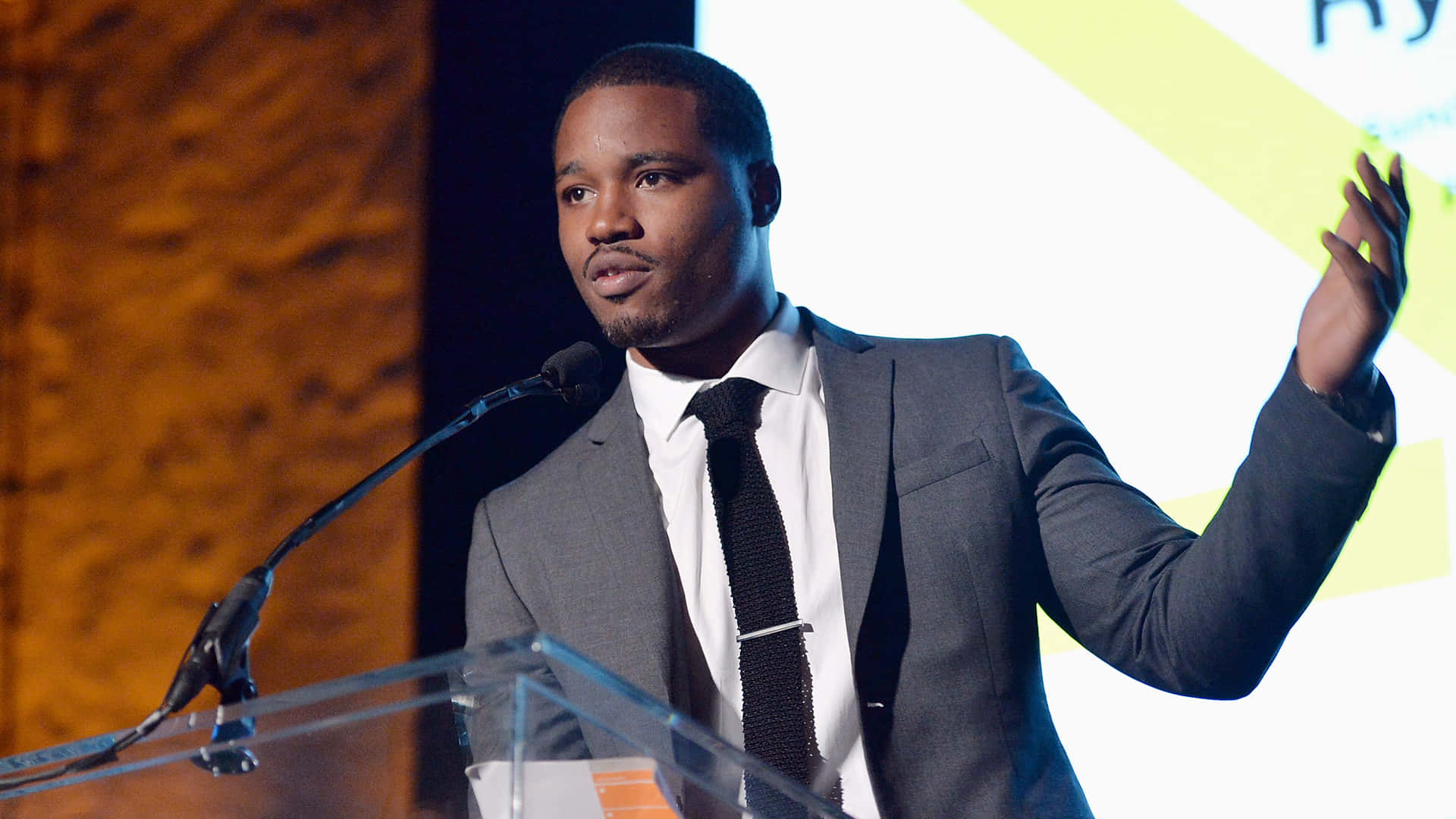 Ryan Coogler, gray suit, black tie, Full HD Desktop Wallpaper