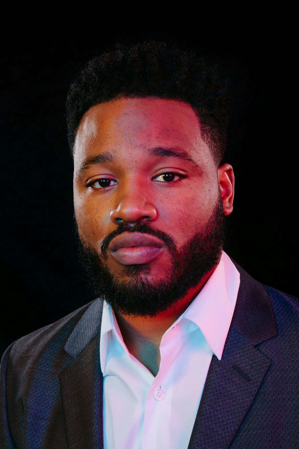 Ryan Coogler, red and blue lighting, black background, HD Phone Wallpaper