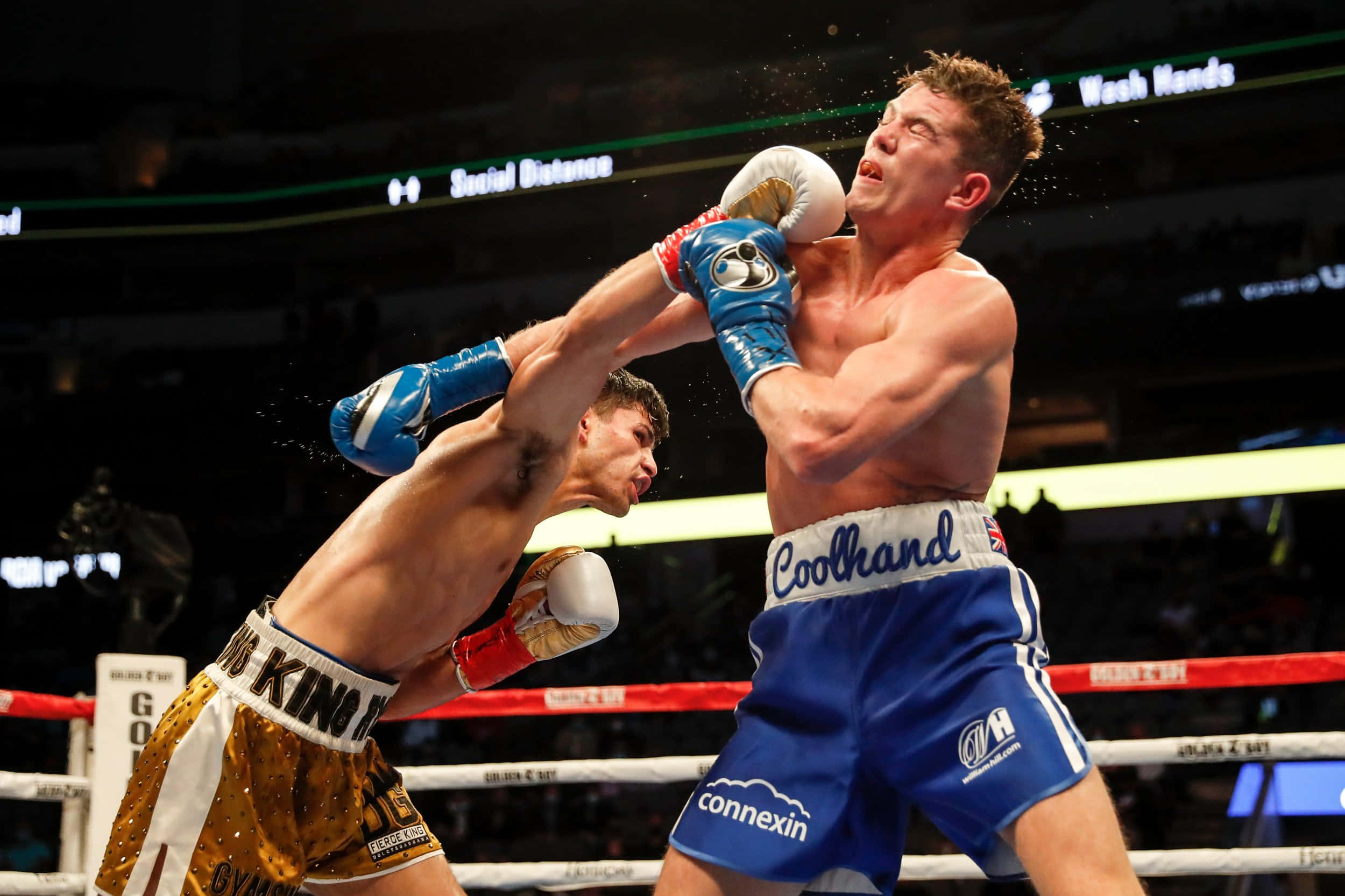 Ryan Garcia, gold shorts, blue shorts, Full HD Desktop Wallpaper