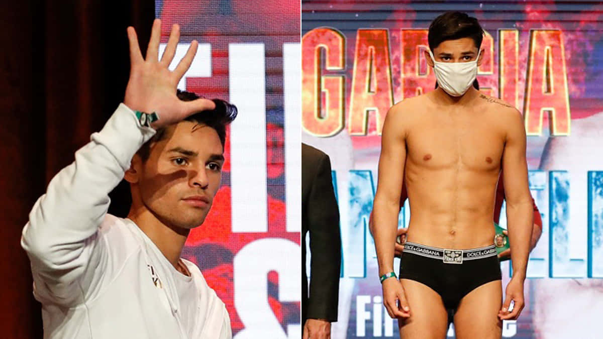 Ryan Garcia, white sweatshirt, weigh-in stage, SD Desktop Wallpaper