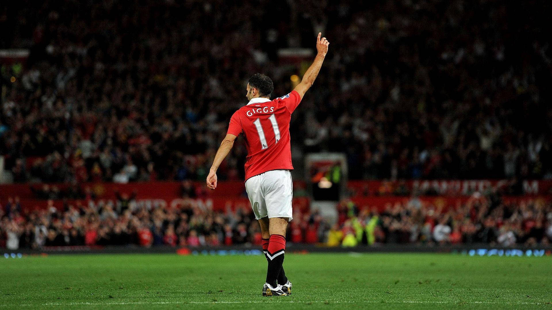 Ryan Giggs, number 11, red jersey, Full HD Desktop Wallpaper