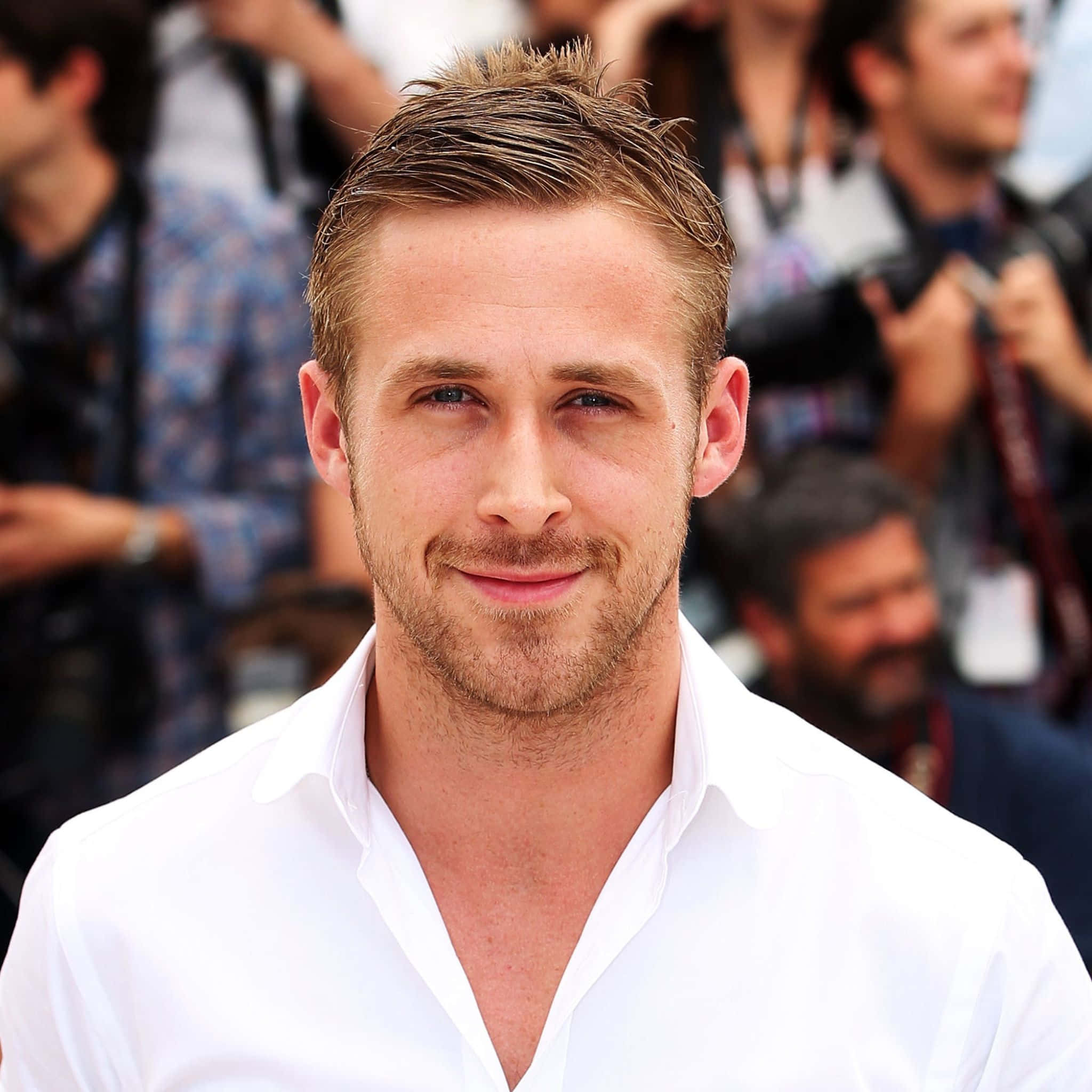 Ryan Gosling, white shirt, red carpet event, Full HD Desktop Wallpaper