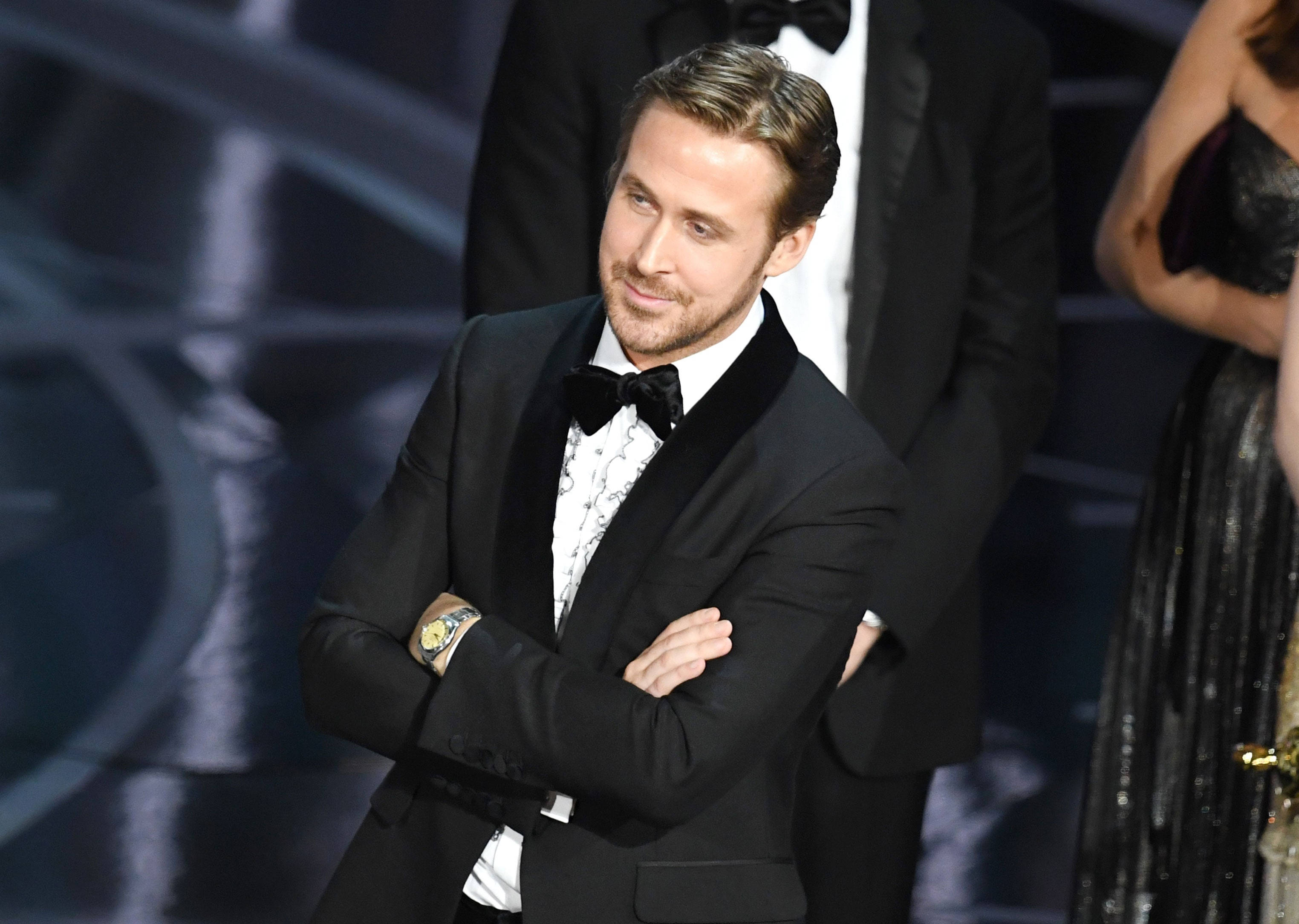 Ryan Gosling, black tuxedo, awards ceremony, 2K Desktop Wallpaper