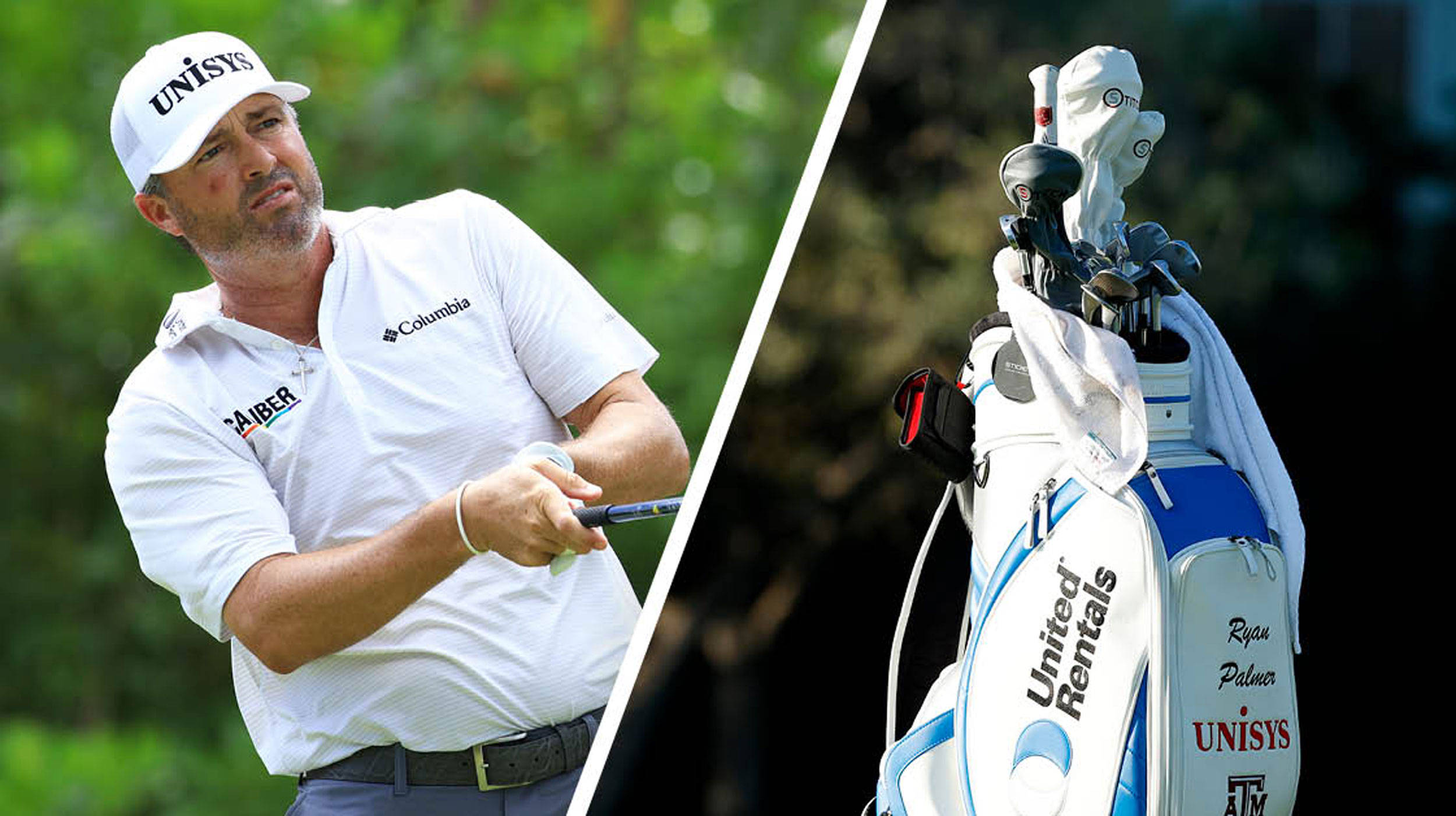 Ryan Palmer, golf bag, white shirt, Full HD Desktop Wallpaper