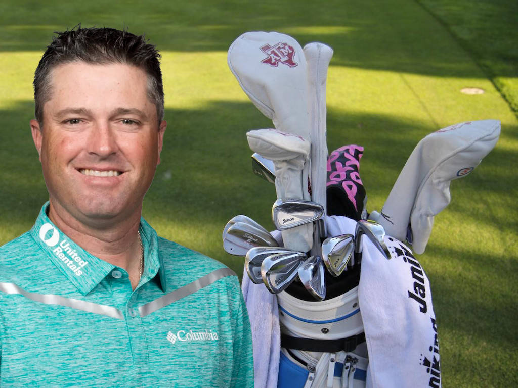 Ryan Palmer, teal Columbia polo, golf bag, SD Desktop Wallpaper
