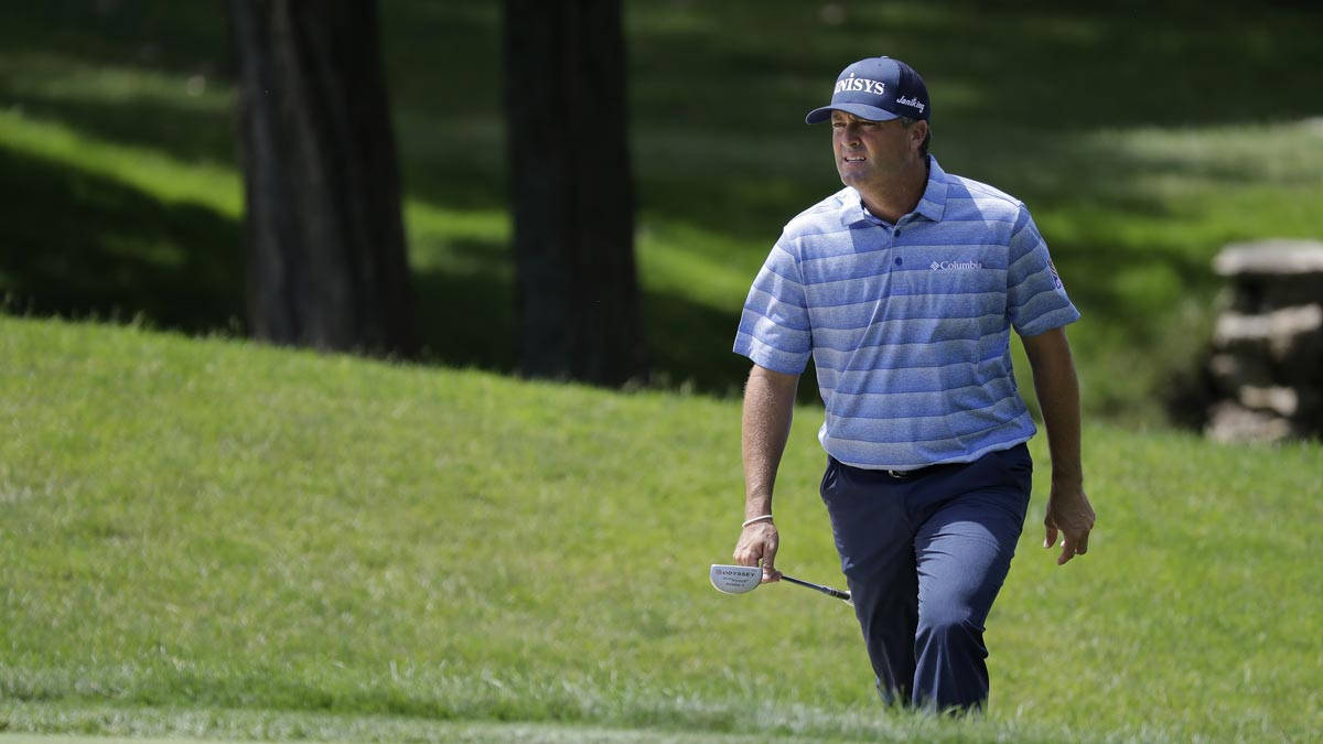 Ryan Palmer, blue striped shirt, sunlit green fairway, SD Desktop Wallpaper