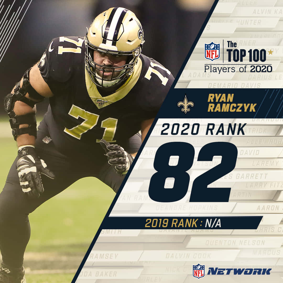 Ryan Ramczyk, 2020 rank 82, black and gold uniform, SD Desktop Wallpaper