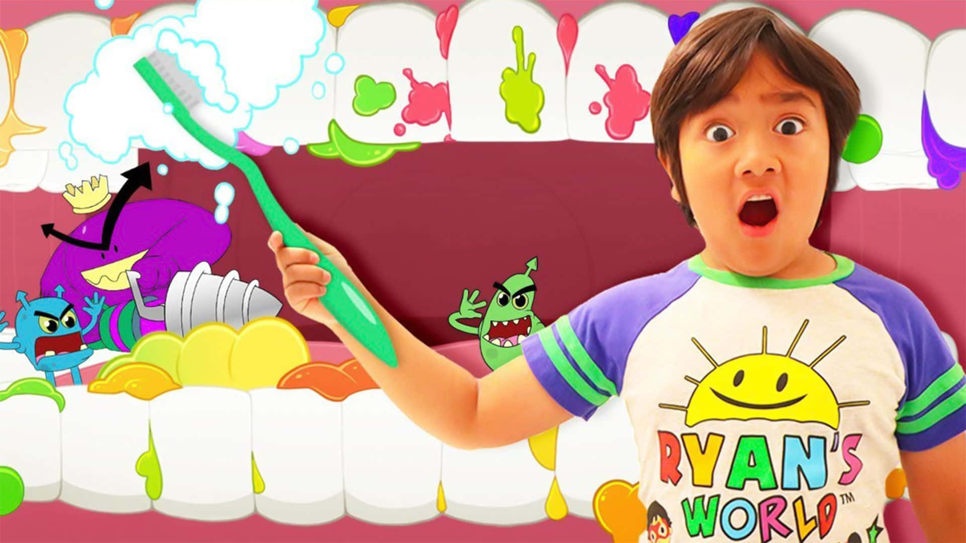 Ryans World, cartoon germs, giant animated teeth, Full HD Desktop Wallpaper