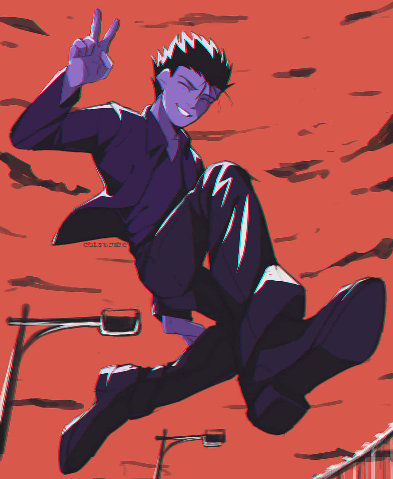 Ryo Shimazaki, purple-haired, dark suit, HD Phone Wallpaper