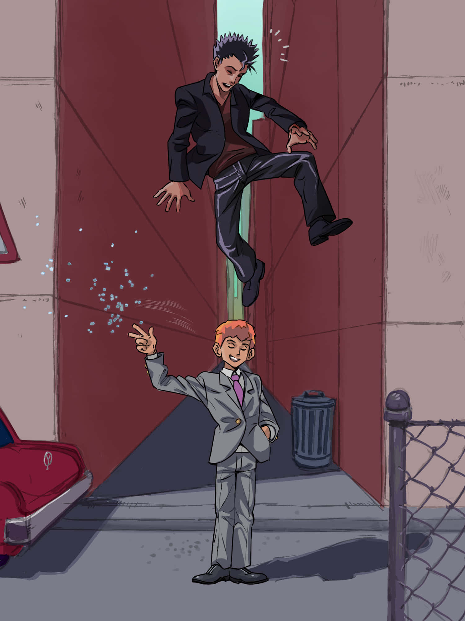 Ryo Shimazaki, red doorway, suit, Full HD Phone Wallpaper