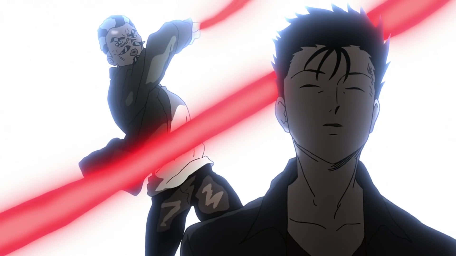 Ryo Shimazaki, red energy beam, peace sign, Full HD Desktop Wallpaper