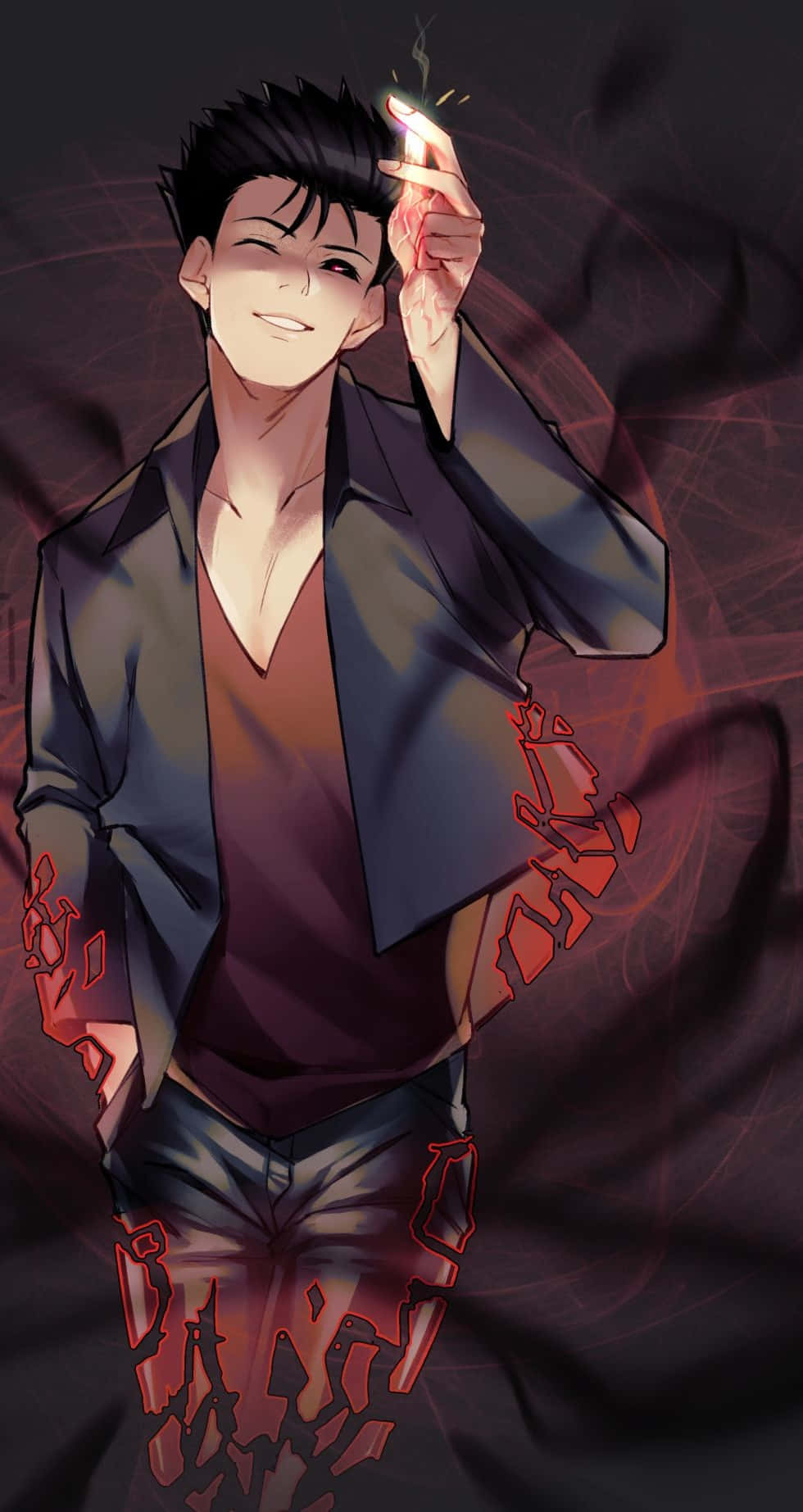 Ryo Shimazaki, spiky hair, lit cigarette, HD Phone Wallpaper