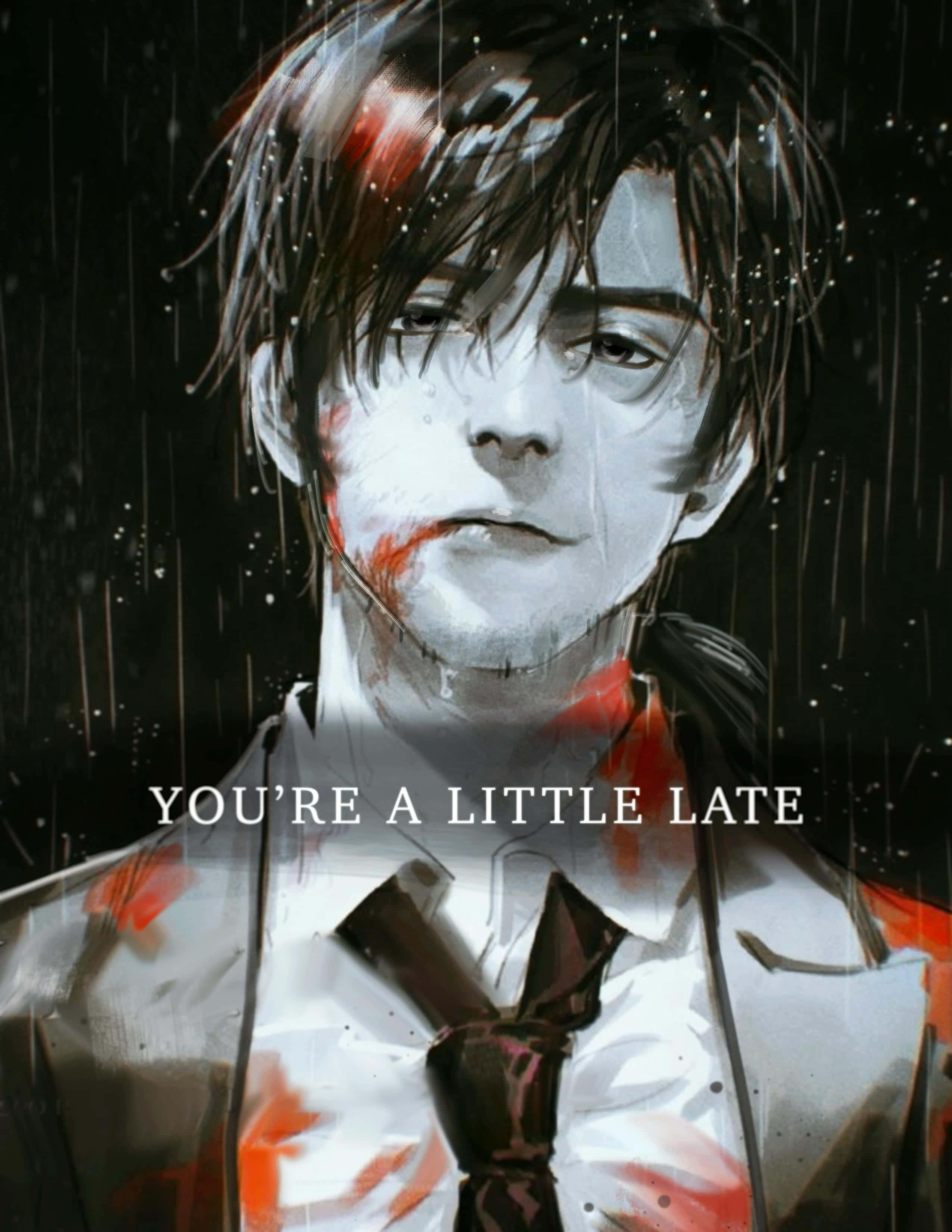 Ryoji Kaji, rain-soaked suit, bloodstains, 2K Phone Wallpaper