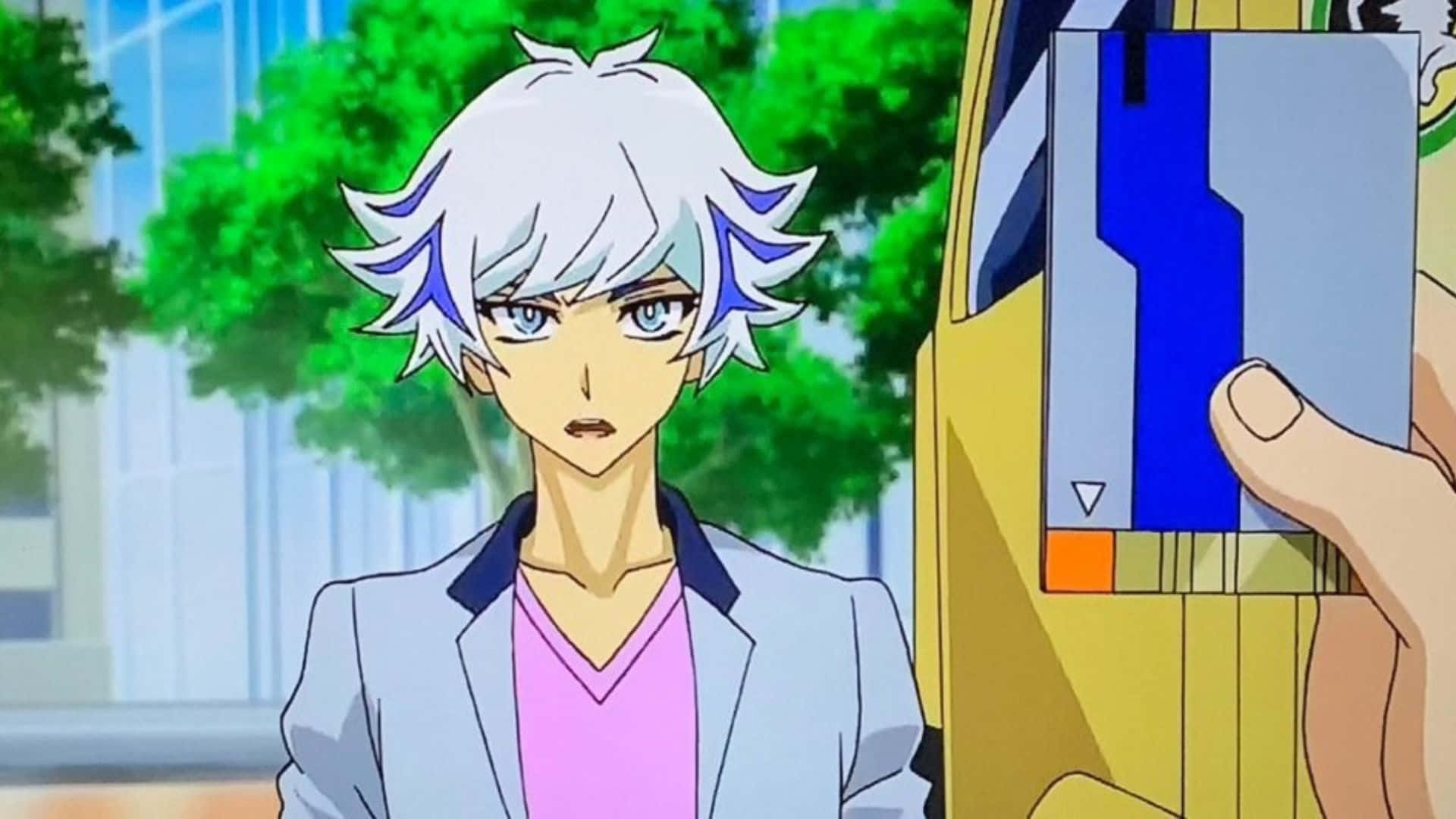 Ryoken Kogami, silver-haired anime boy, light jacket, Full HD Desktop Wallpaper