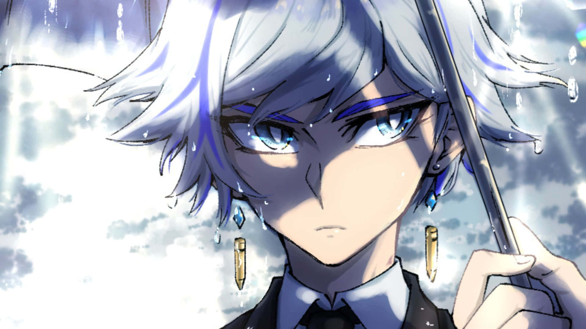 Ryoken Kogami, silver-haired, blue eyes, Full HD Desktop Wallpaper