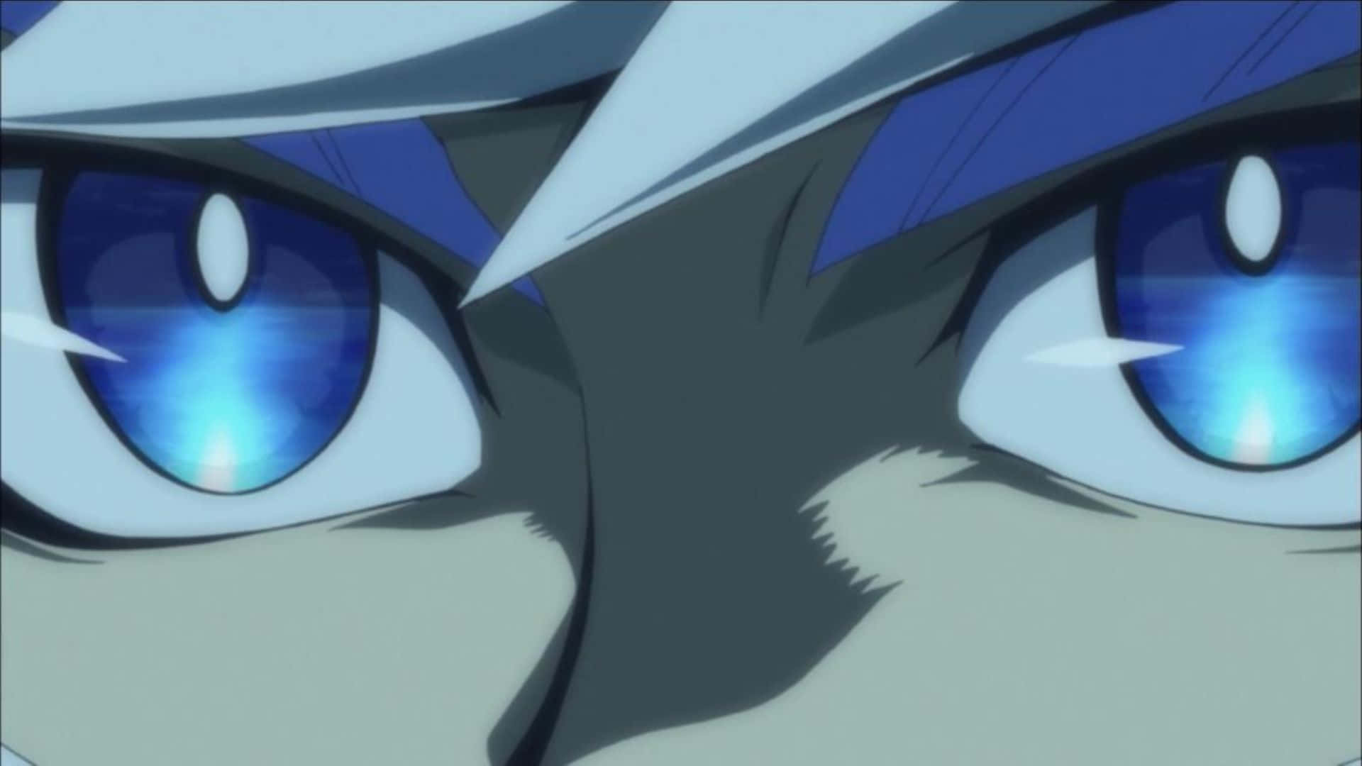 Ryoken Kogami, glowing blue eyes, sharp white hair, Full HD Desktop Wallpaper