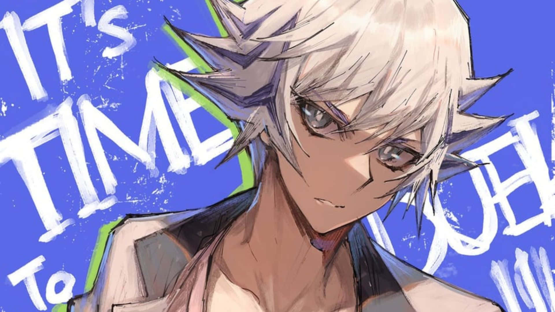 Ryoken Kogami, spiky white hair, intense eyes, Full HD Desktop Wallpaper