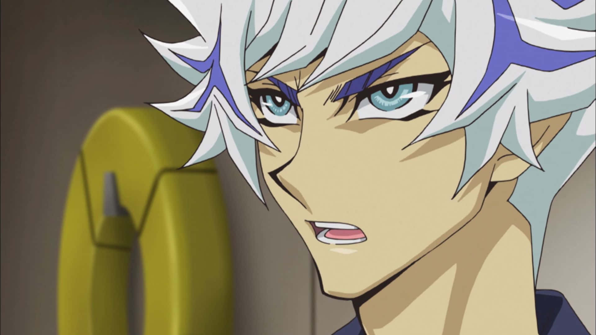 Ryoken Kogami, spiky white and blue hair, intense blue eyes, Full HD Desktop Wallpaper