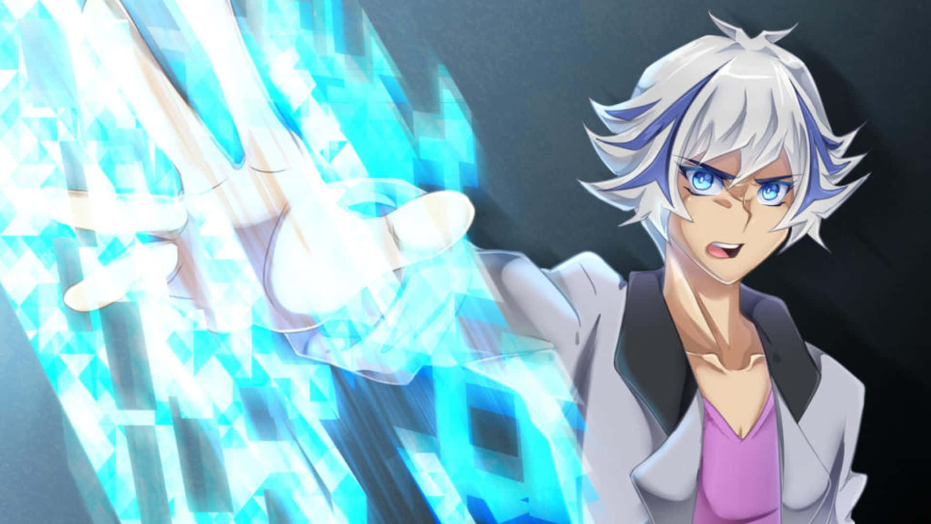 Ryoken Kogami, silver-haired, blue eyes, Full HD Desktop Wallpaper