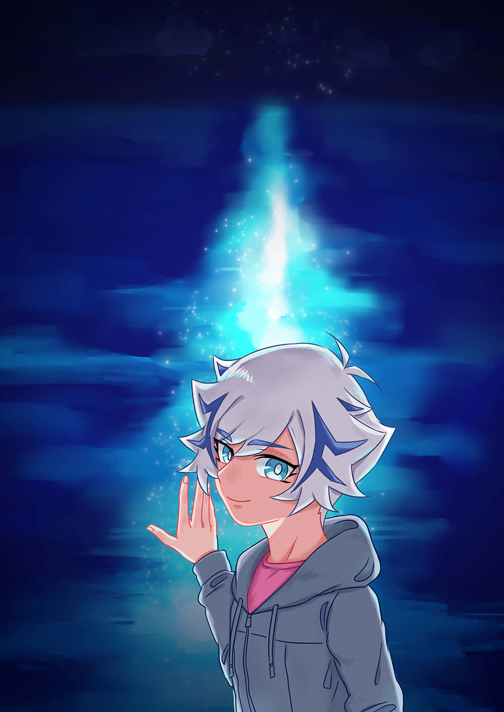 Ryoken Kogami, silver-haired, hoodie, HD Phone Wallpaper