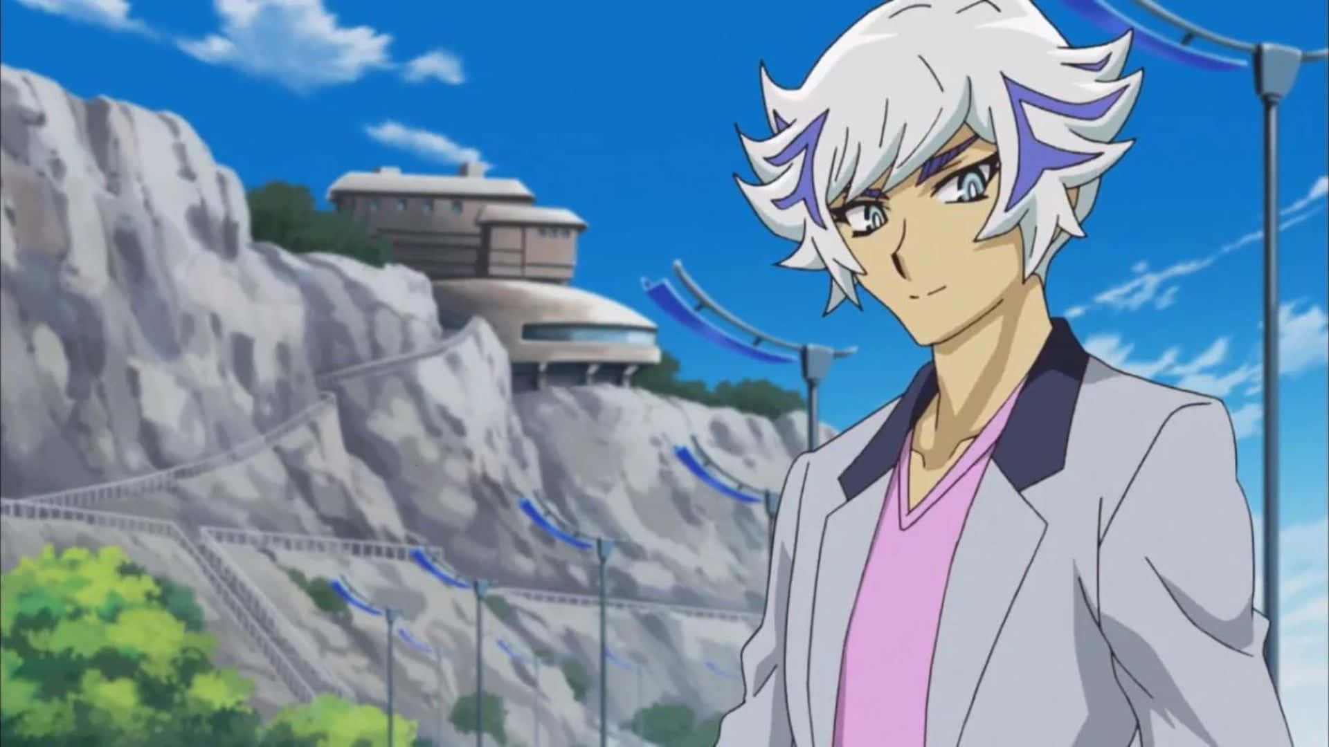 Ryoken Kogami, silver-haired anime character, gray jacket, Full HD Desktop Wallpaper