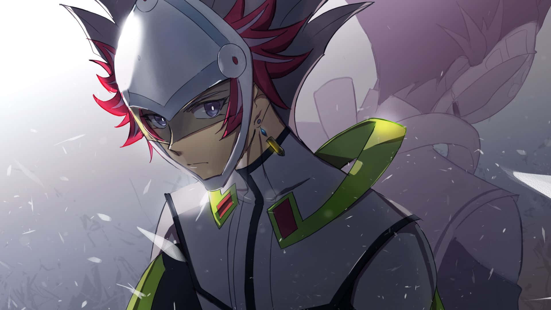 Ryoken Kogami, red hair, silver helmet, Full HD Desktop Wallpaper